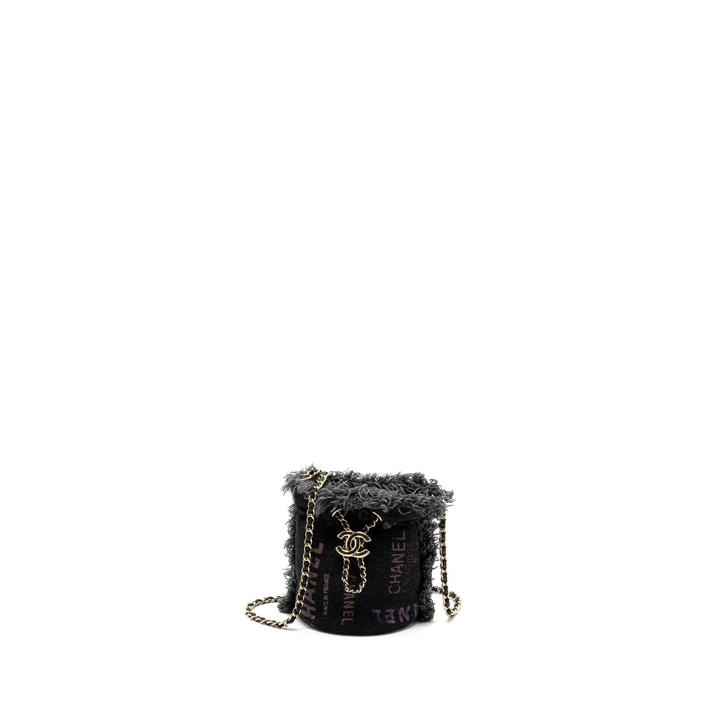 Chanel Super Mini Bucket Bag Black Denim L