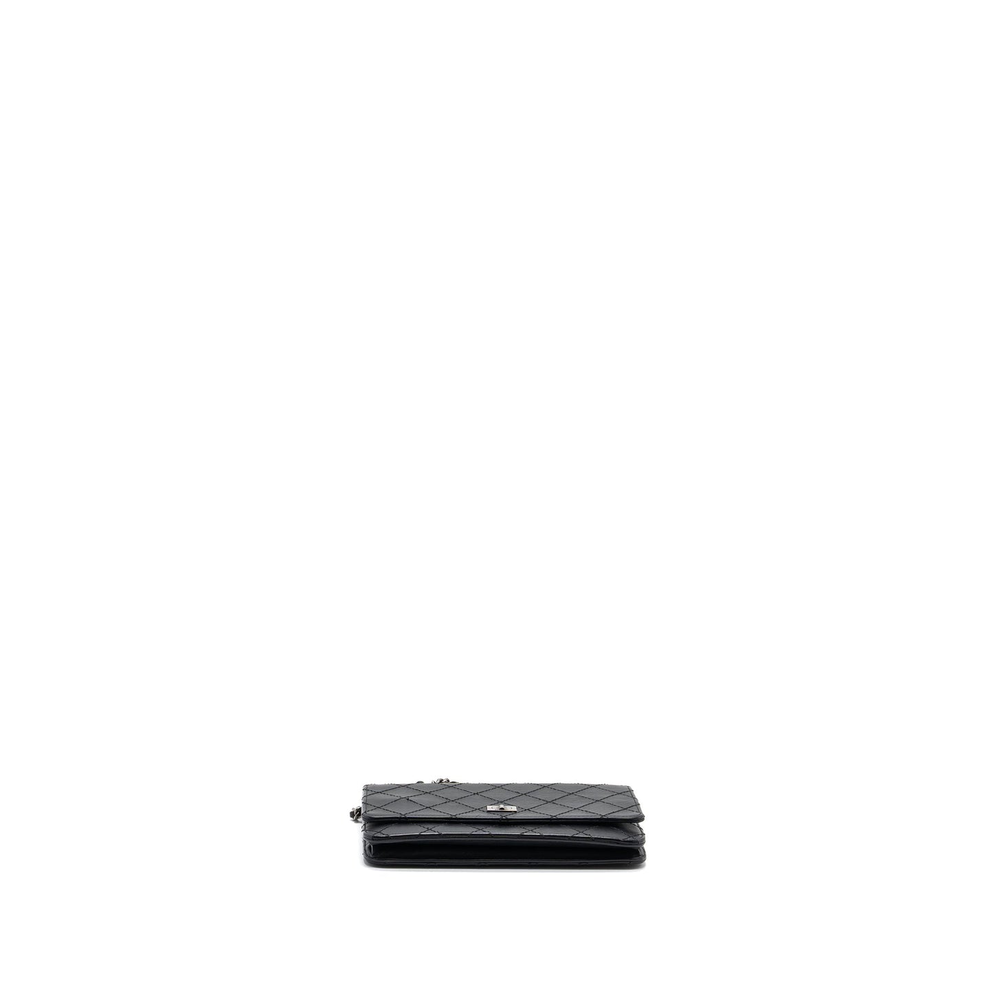 Chanel 2.55 Wallet On Chain Aged Calfskin Black Ruthenium