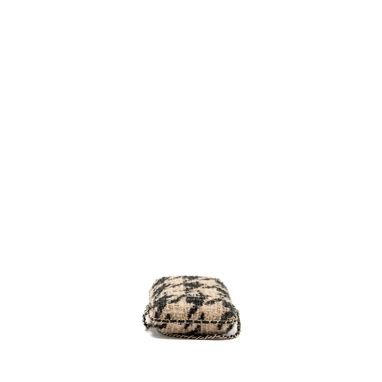 Chanel vertical phone case tweed multicolor black / light brown L