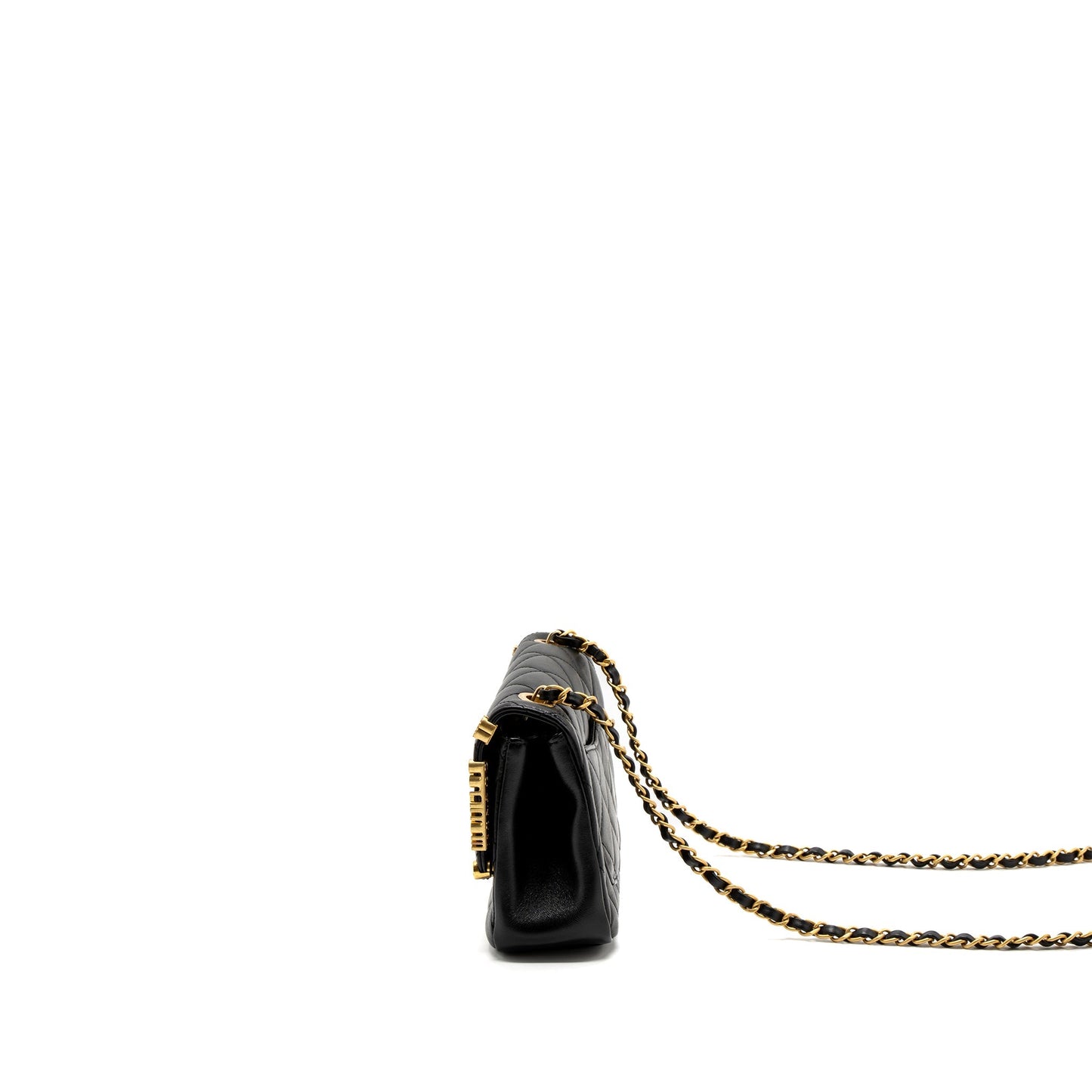 Chanel limited edition quilted flap bag lambskin black  (microchip)
