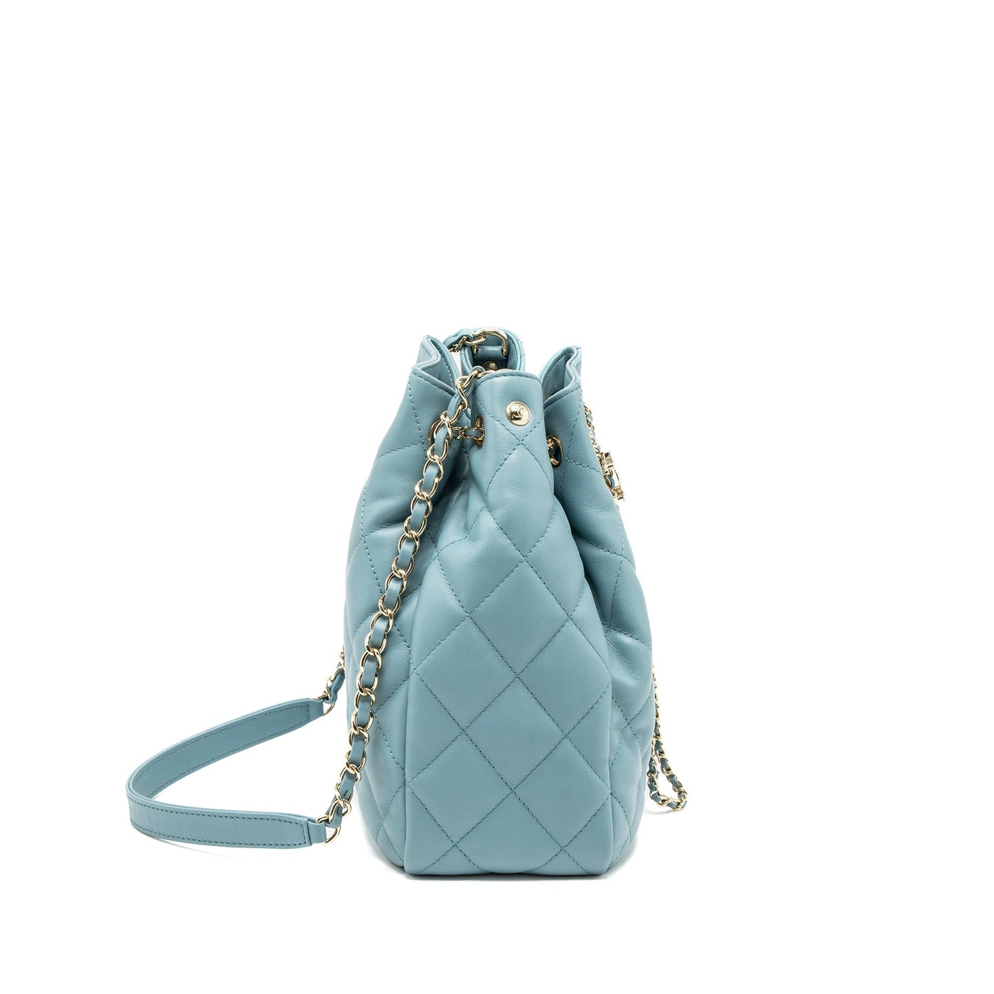 Chanel Bucket Bag Calfskin Light Blue L