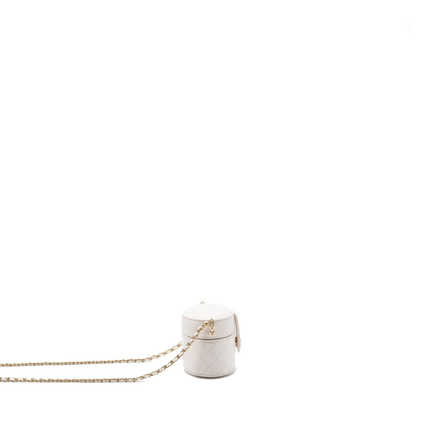 Chanel mini vanity with chain lambskin white L