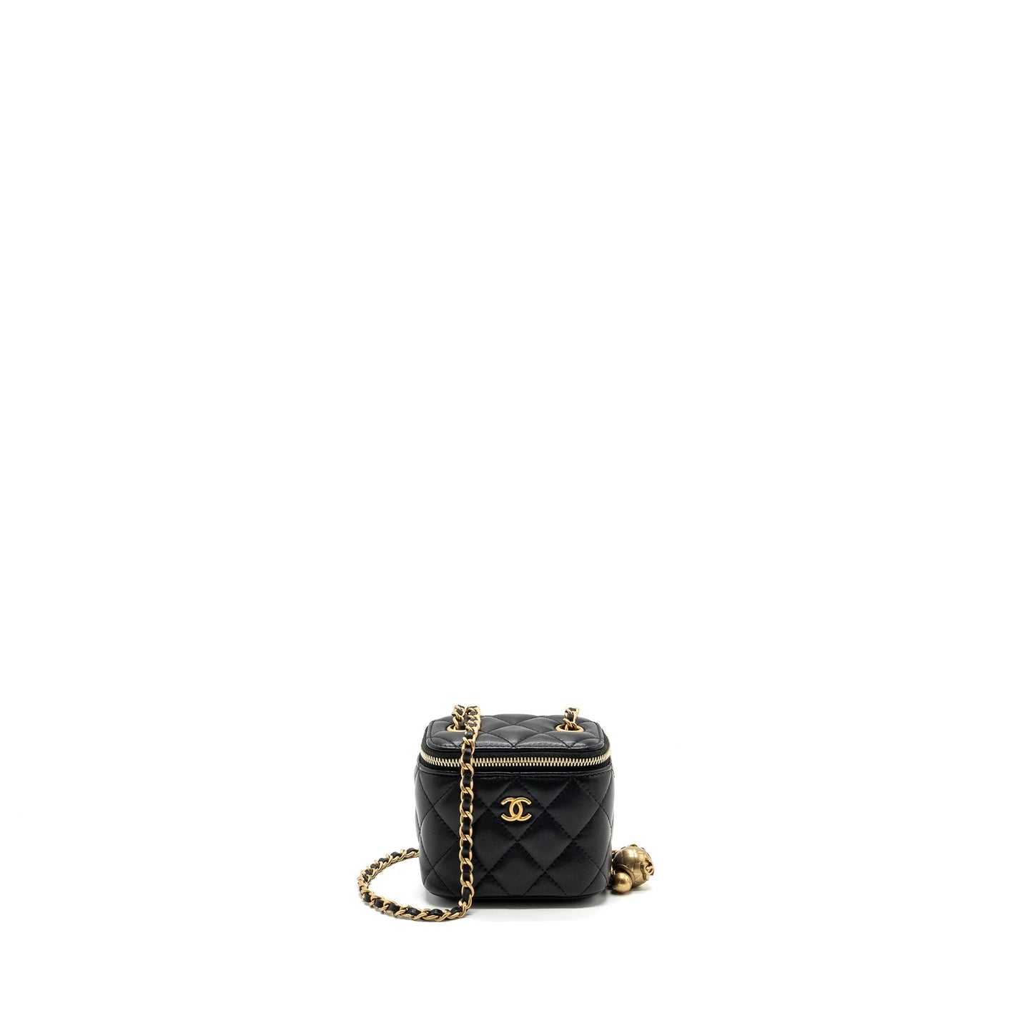 Chanel Pearl Crush mini vanity with chain lambskin black with