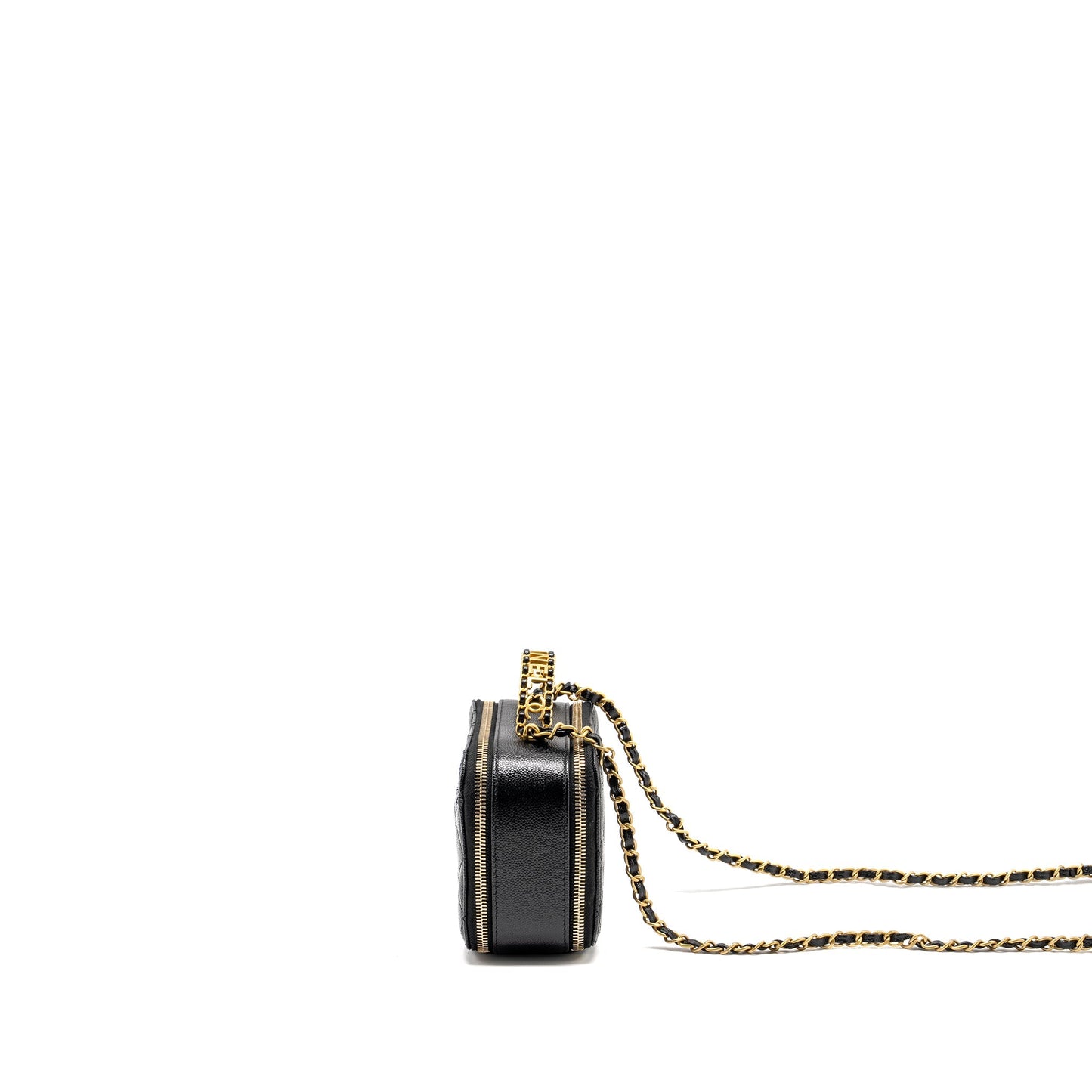 CHANEL 22s Letter Top Handle Small Vanity Case Caviar Black Brushed  (Microchip)