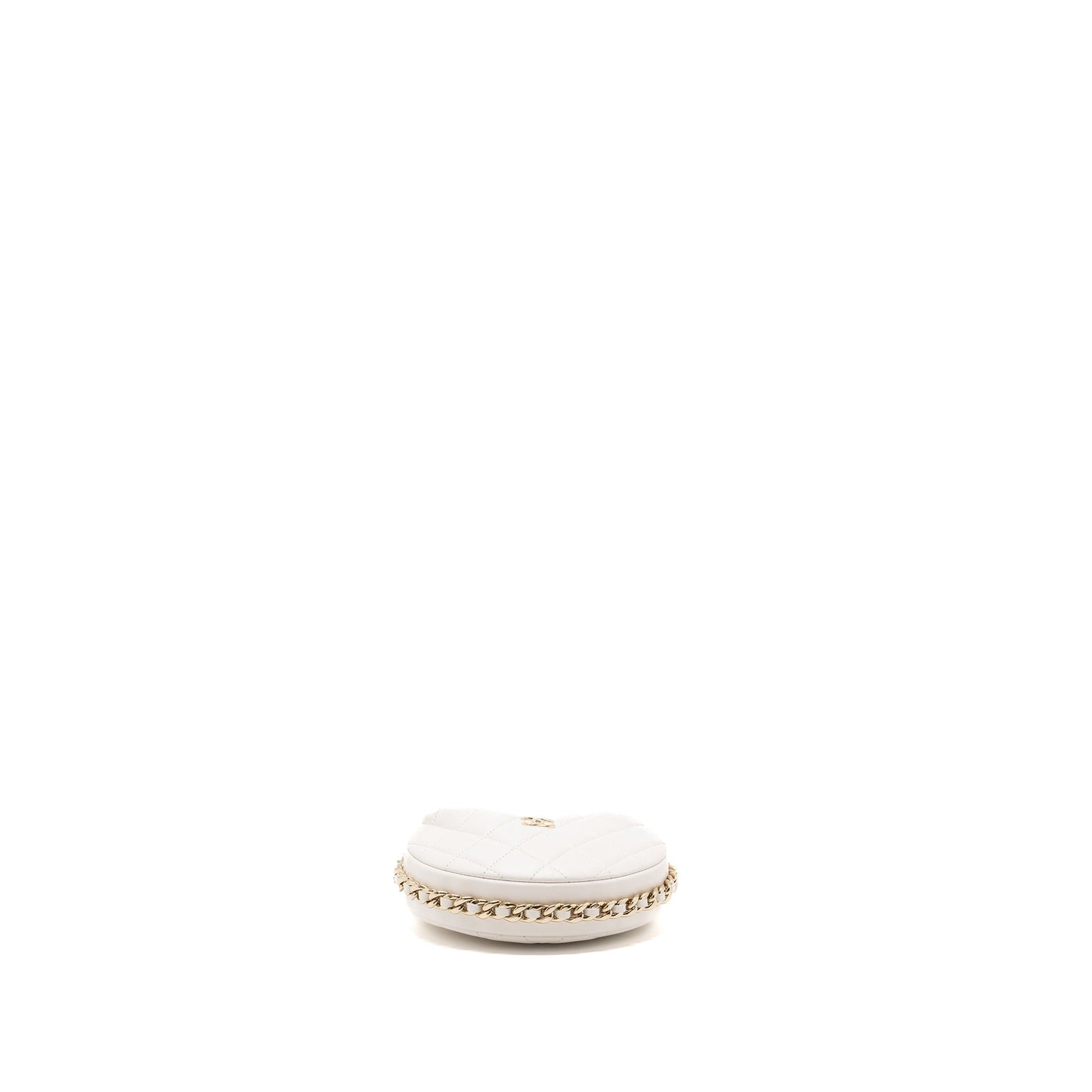 Chanel 23C Round Clutch Lambskin White L (microchip)