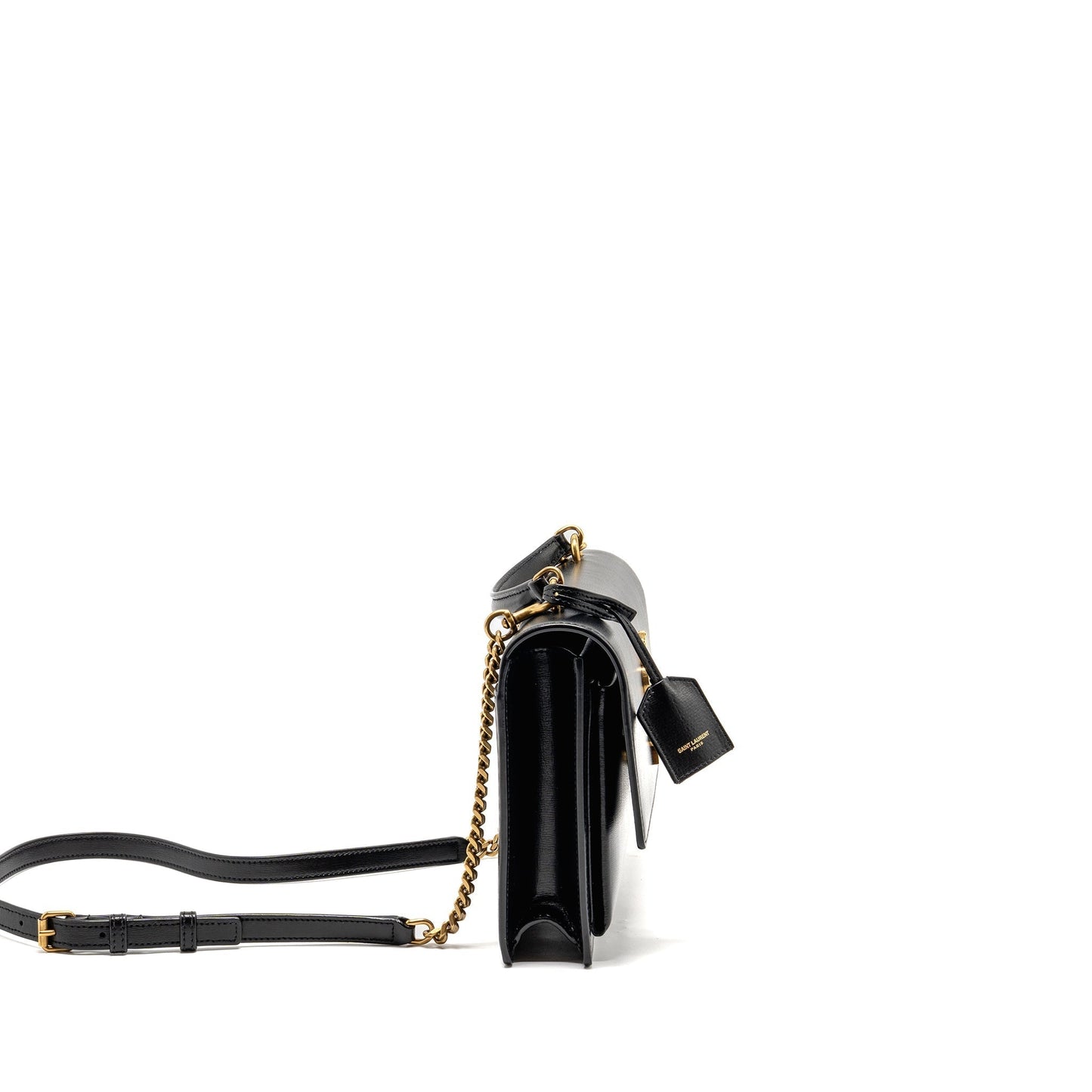 Saint Laurent/ Medium Top Handle Sunset Purse Calfskin Black