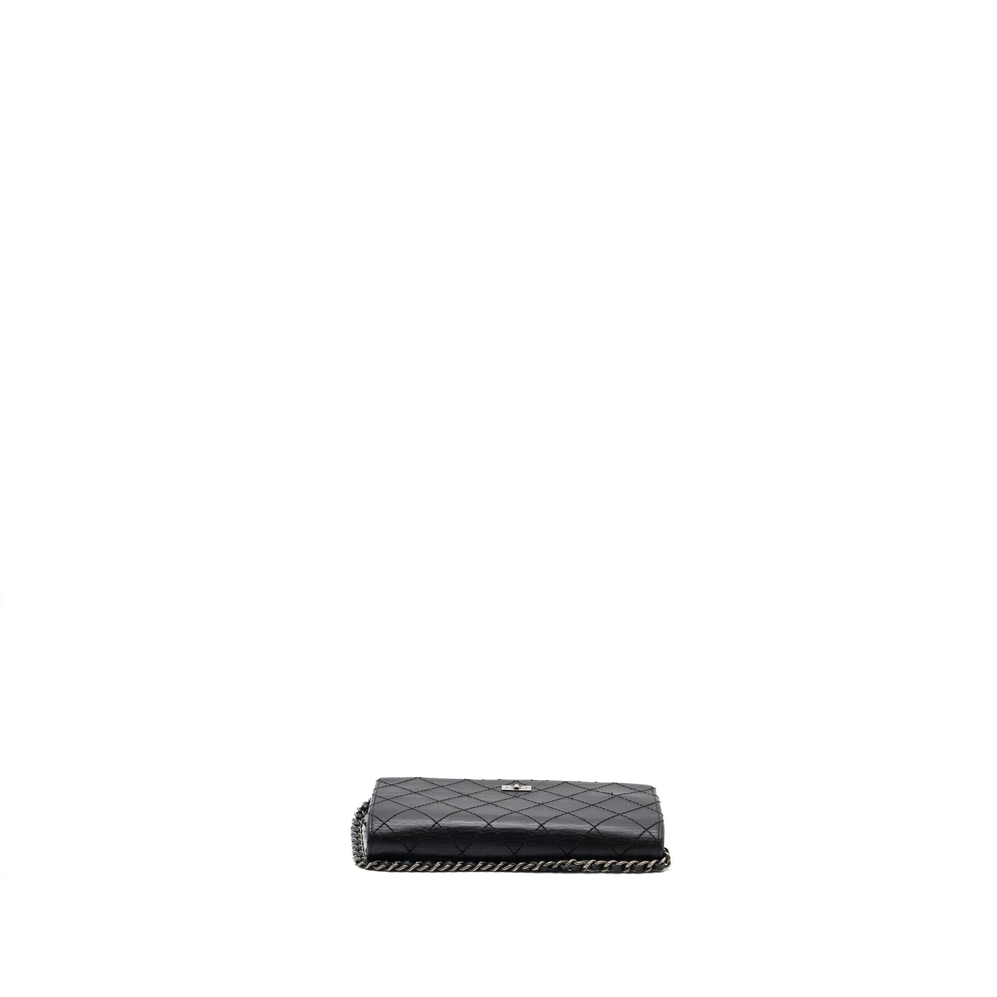 Chanel 2.55 Wallet On Chain Aged Calfskin Black Ruthenium