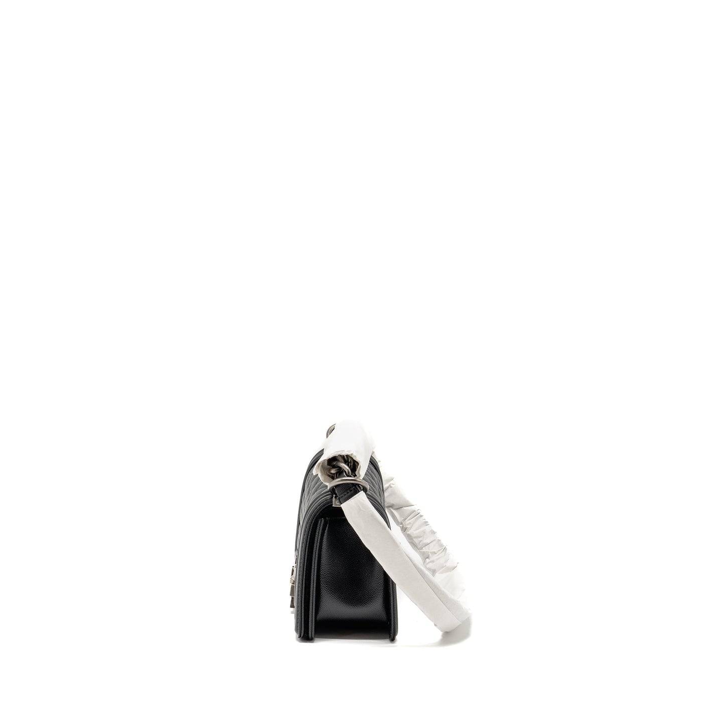 Chanel Small Boy Bag Caviar BLACK Ruthenium  (Microchip)