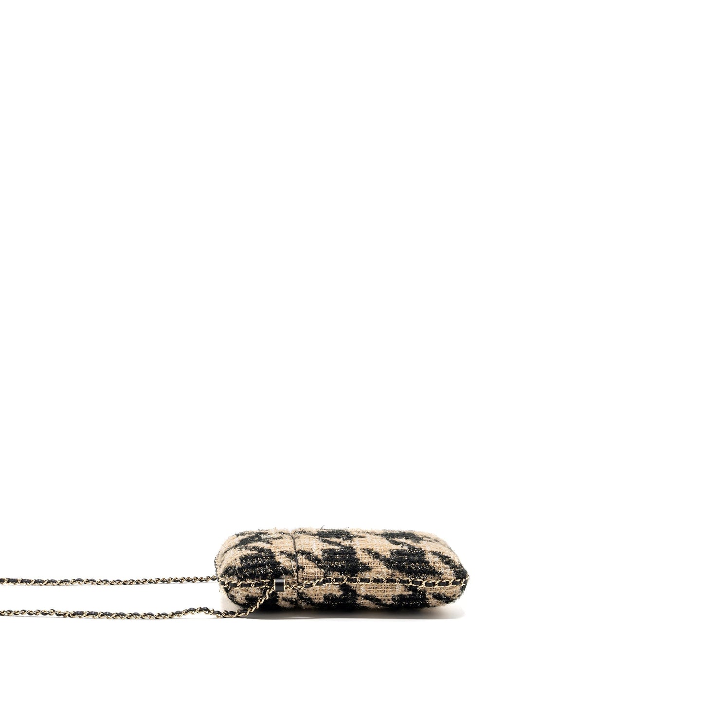Chanel vertical phone case tweed multicolor black / light brown L