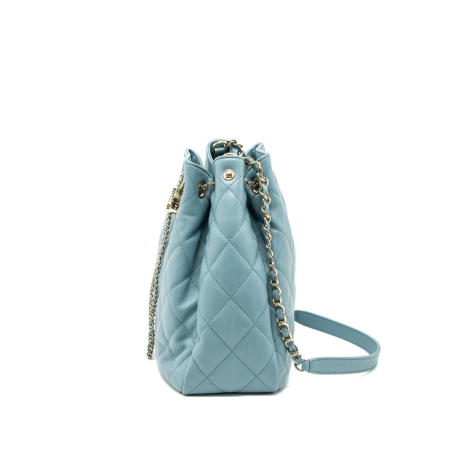 Chanel Bucket Bag Calfskin Light Blue L