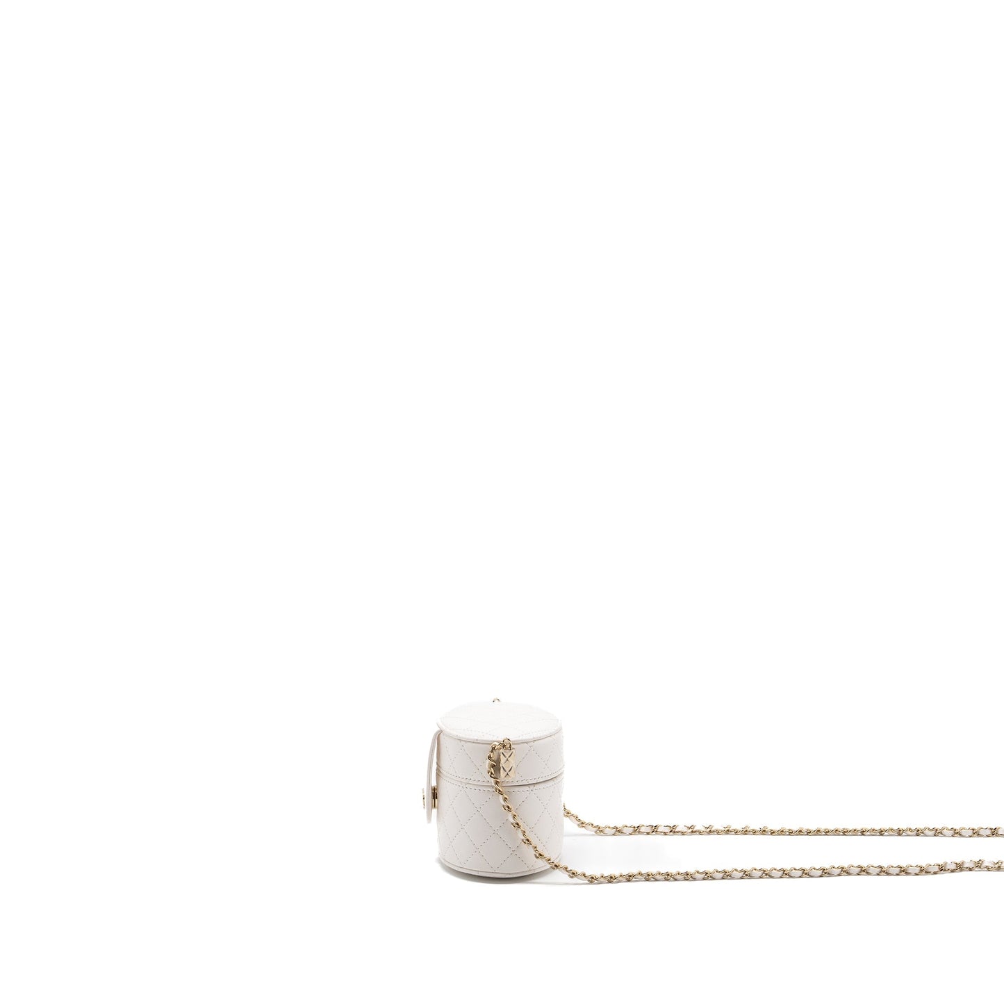 Chanel mini vanity with chain lambskin white L