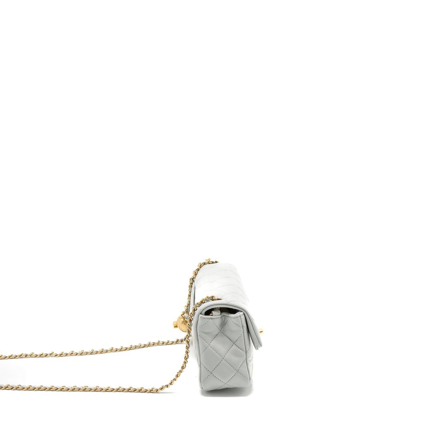 Chanel Pearl Crush Mini Rectangular Lambskin Light Grey Brushed  (Microchip)