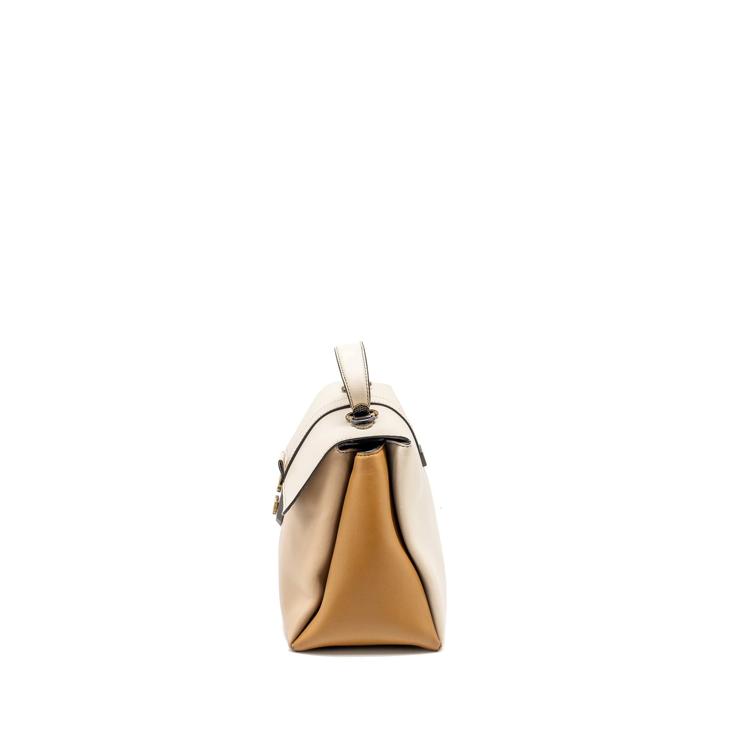 Bottega Veneta Top Handle Piazza Purse Nappa White/Beige/Light Brown Multicolour Hardware
