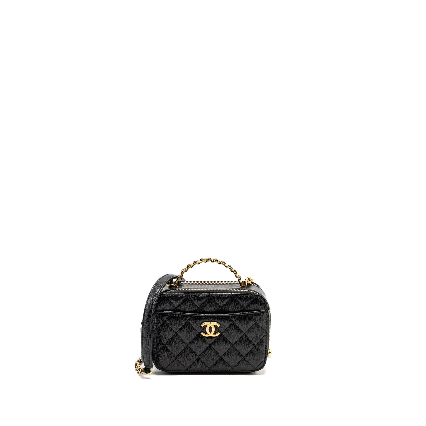 CHANEL 22s Letter Top Handle Small Vanity Case Caviar Black Brushed  (Microchip)