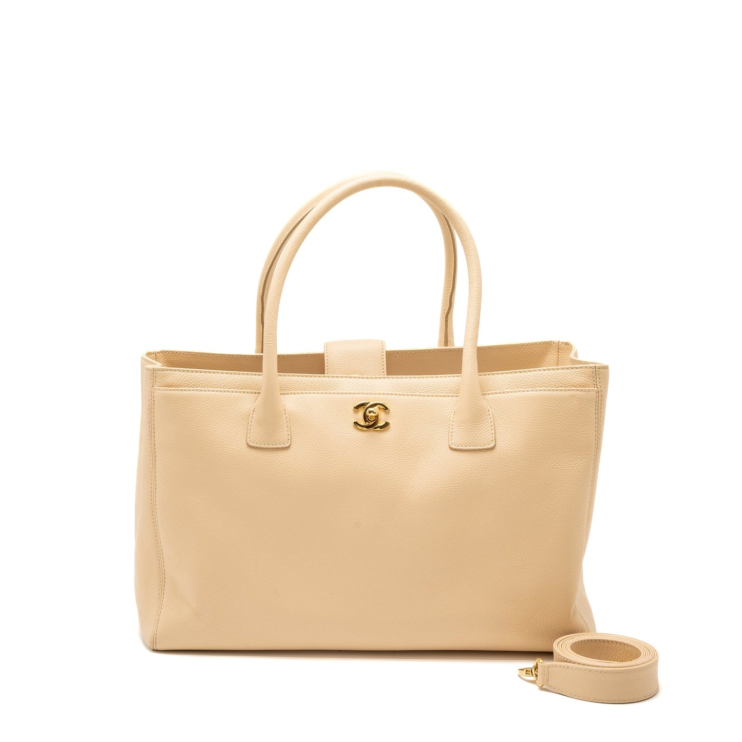 Chanel Cerf Tote Bag Grained Calfskin Beige