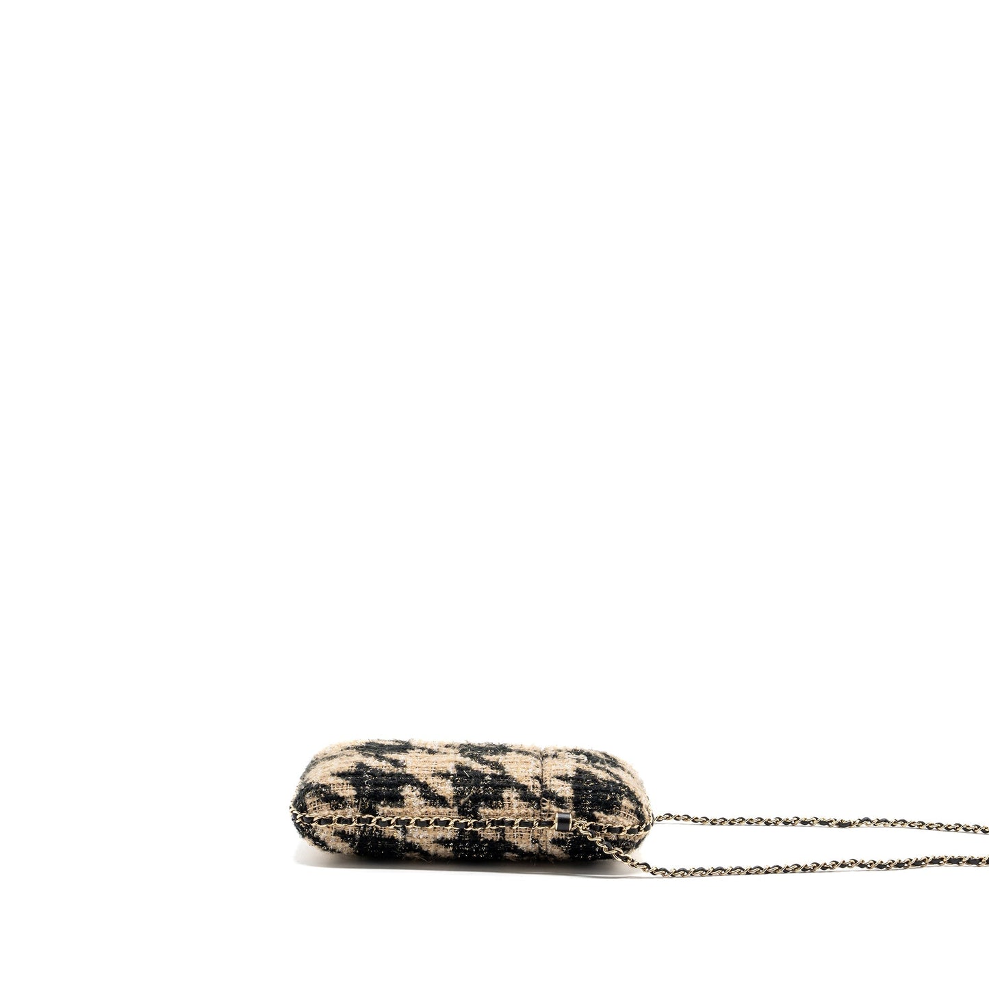 Chanel vertical phone case tweed multicolor black / light brown L