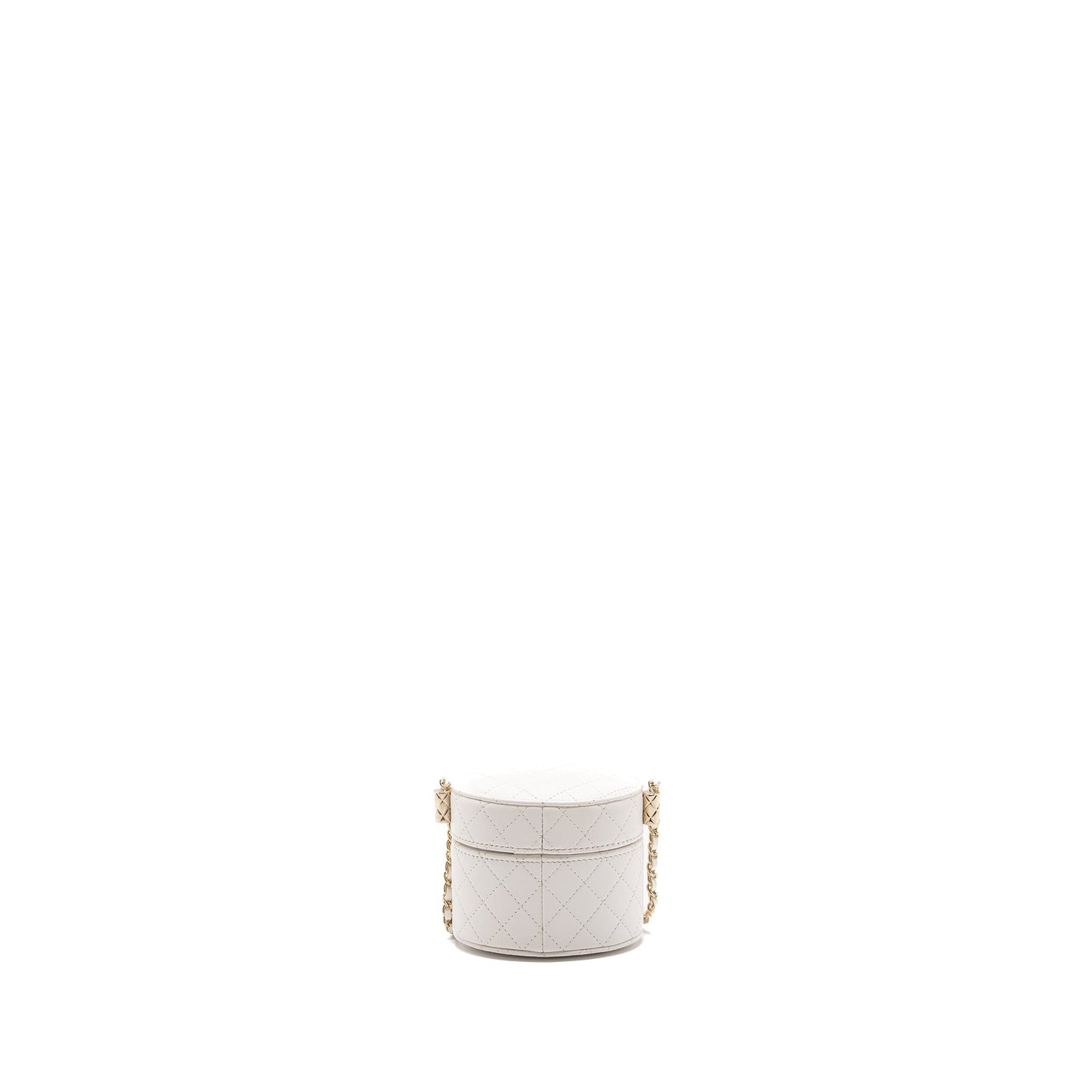 Chanel mini vanity with chain lambskin white L