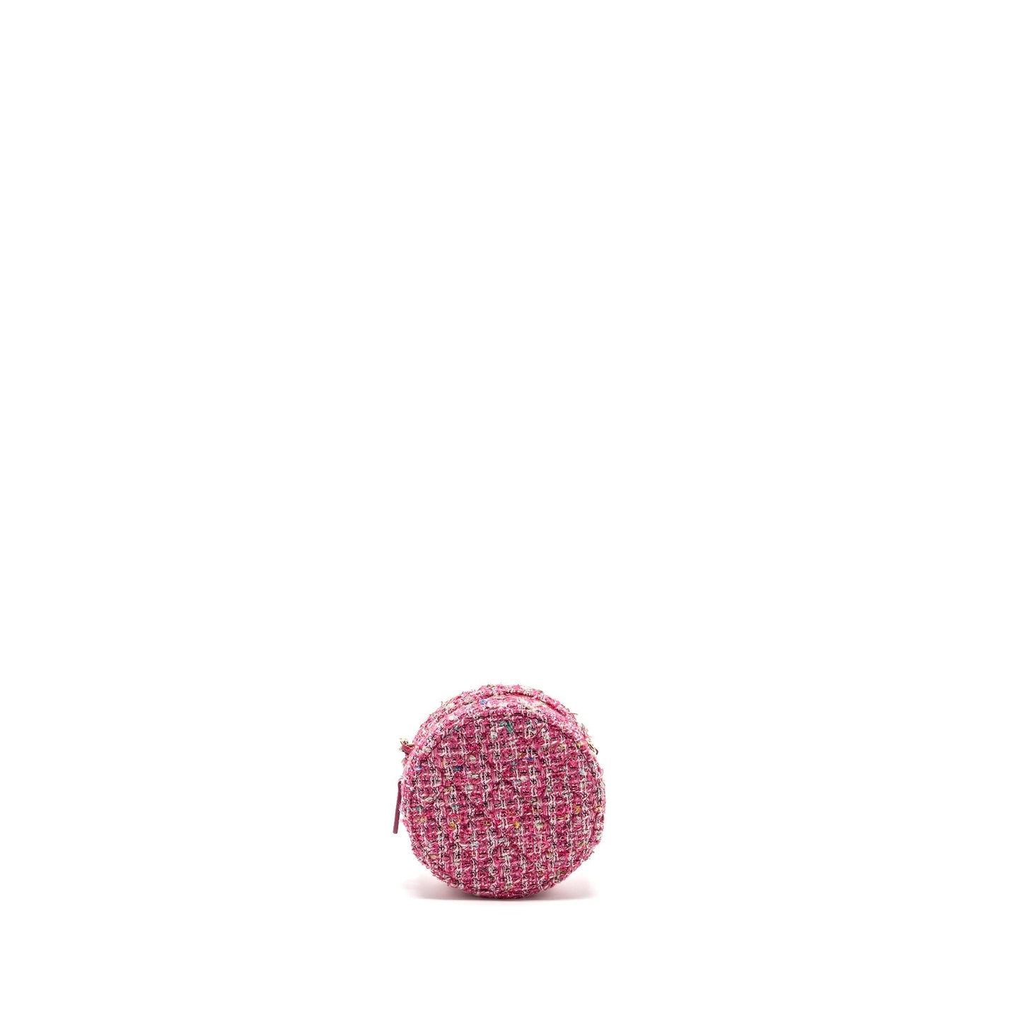 Chanel Round Clutch with Chain Tweed Pink/Multicolour L