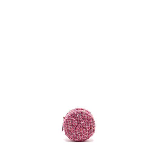Chanel Round Clutch with Chain Tweed Pink/Multicolour L