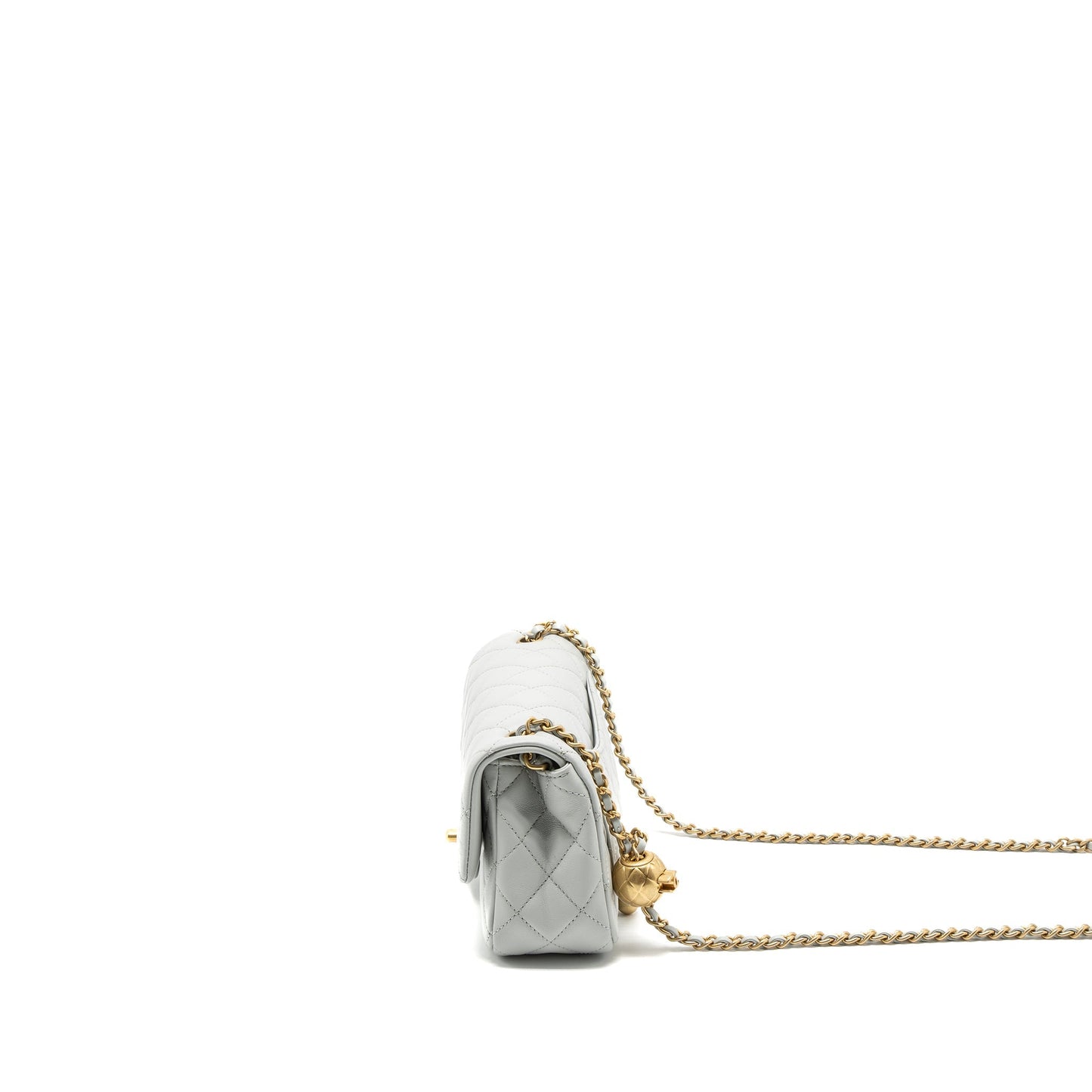 Chanel Pearl Crush Mini Rectangular Lambskin Light Grey Brushed  (Microchip)