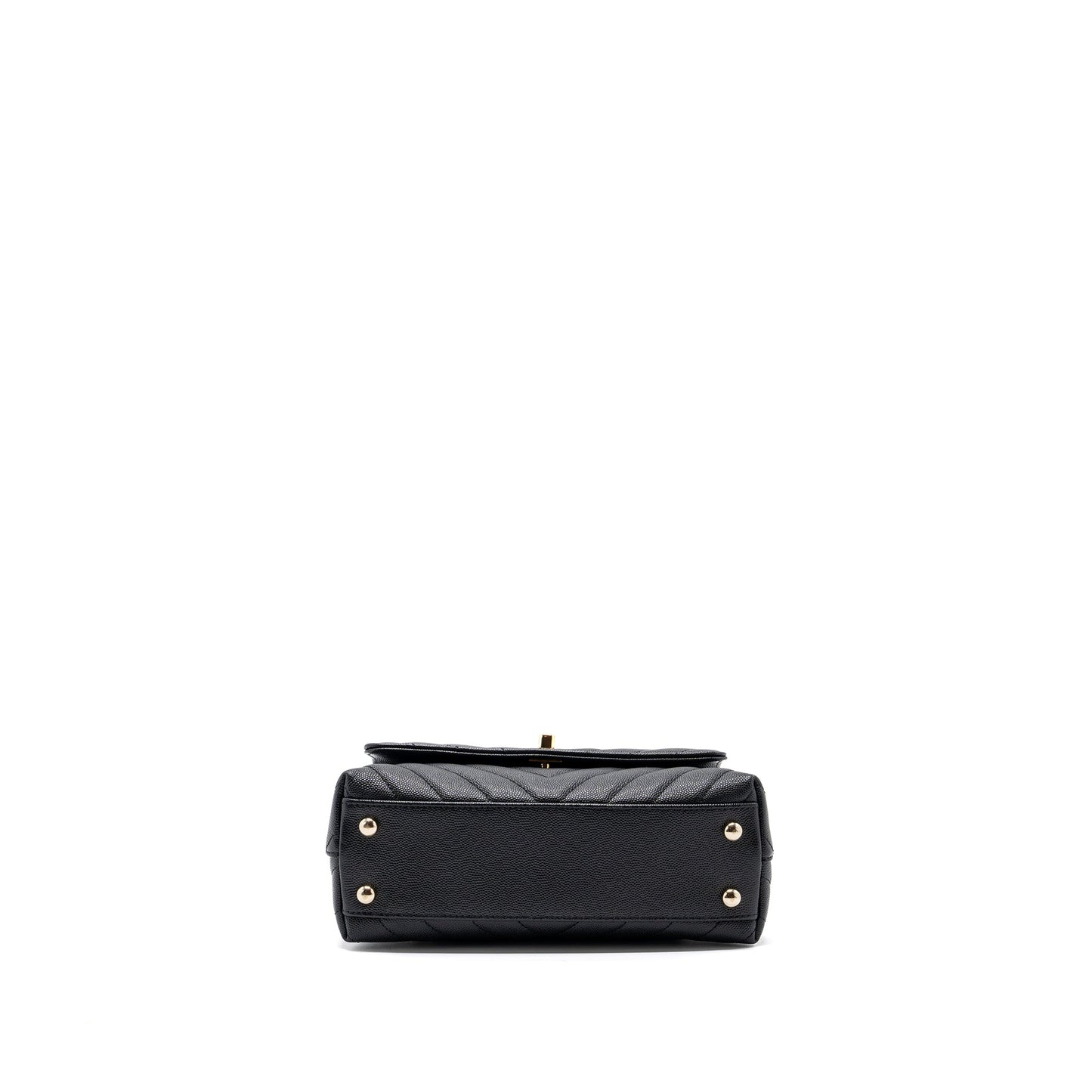 Chanel Small Coco Handle Chevron Caviar Black L