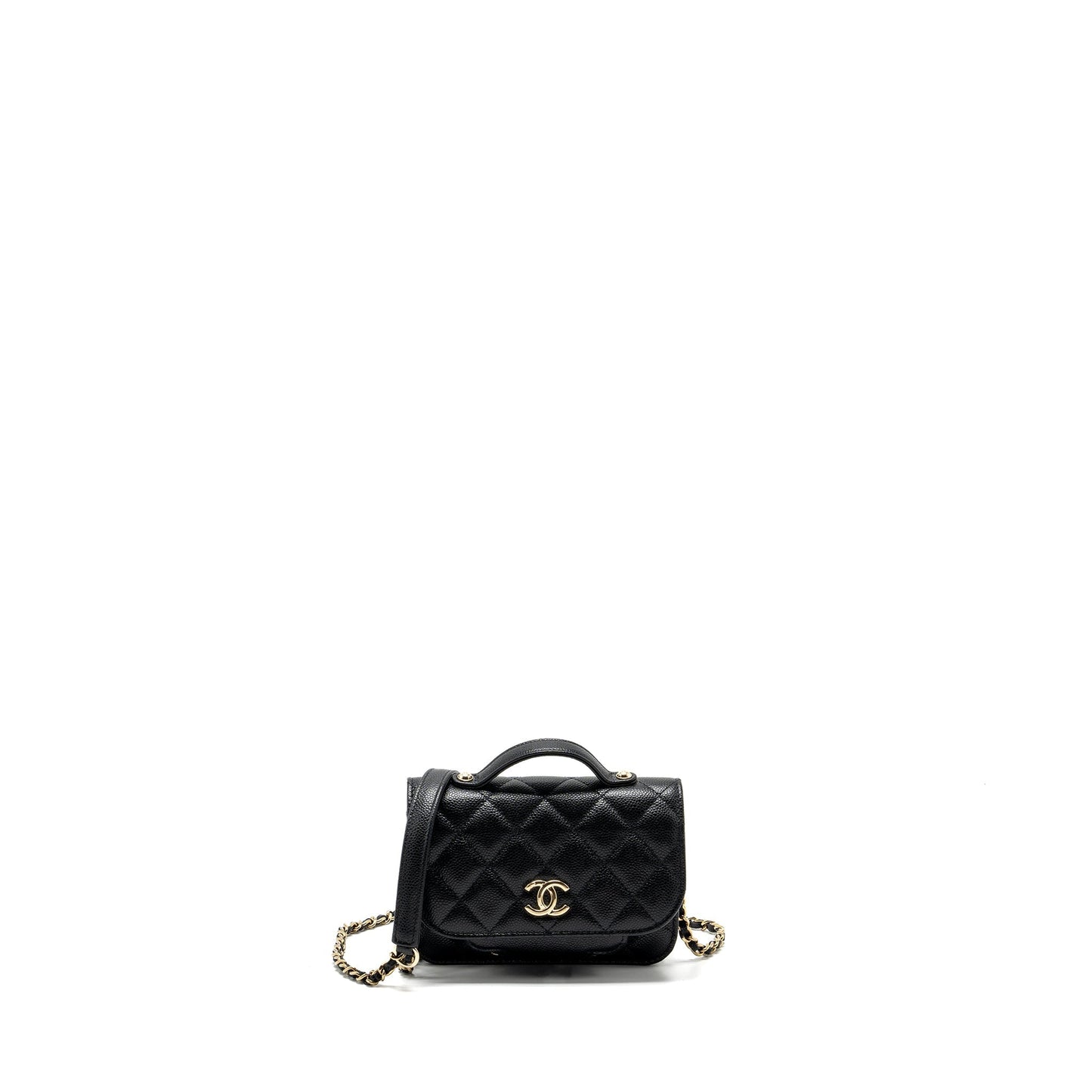 Chanel mini business affinity flap bag with chain caviar black L (microchip)