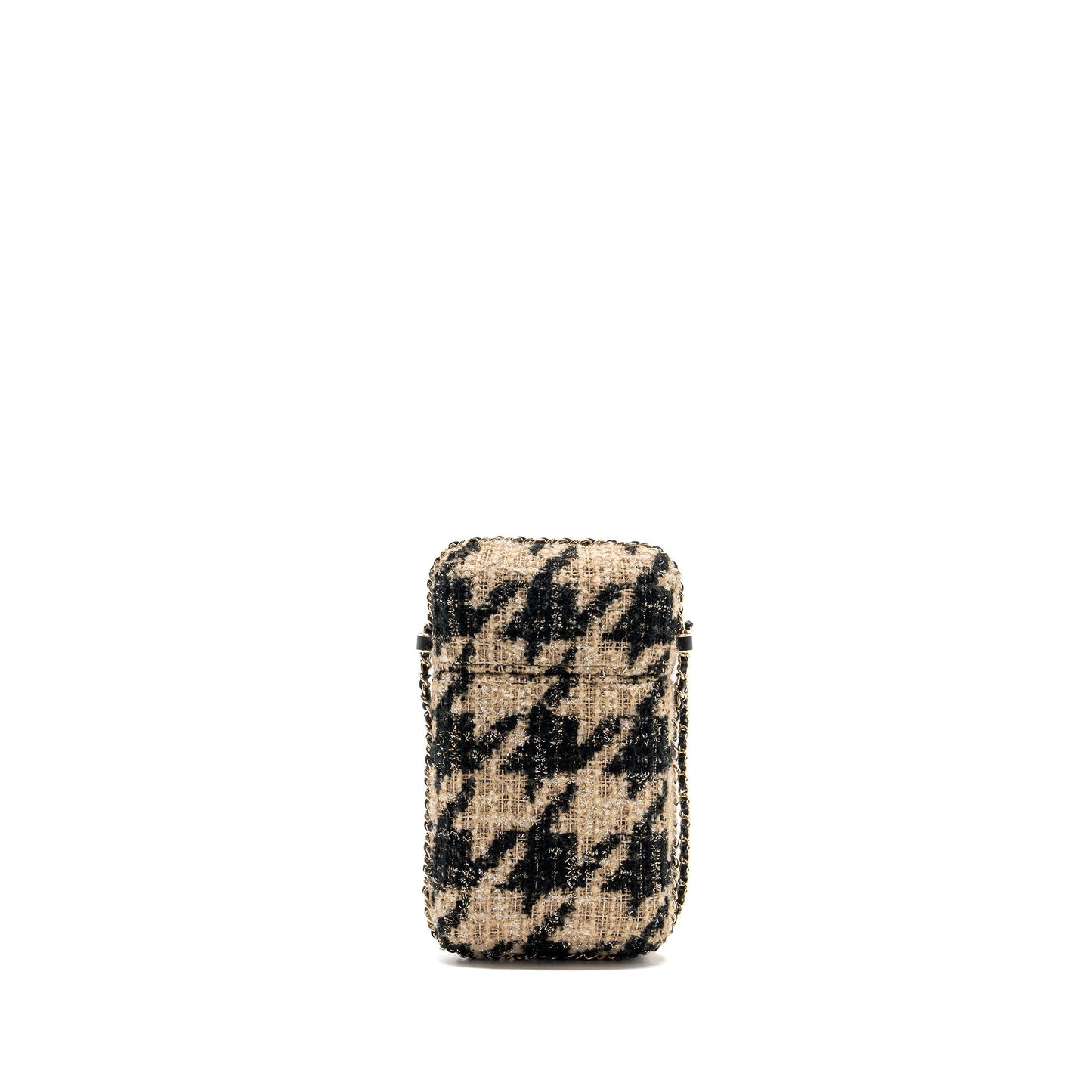 Chanel vertical phone case tweed multicolor black / light brown L