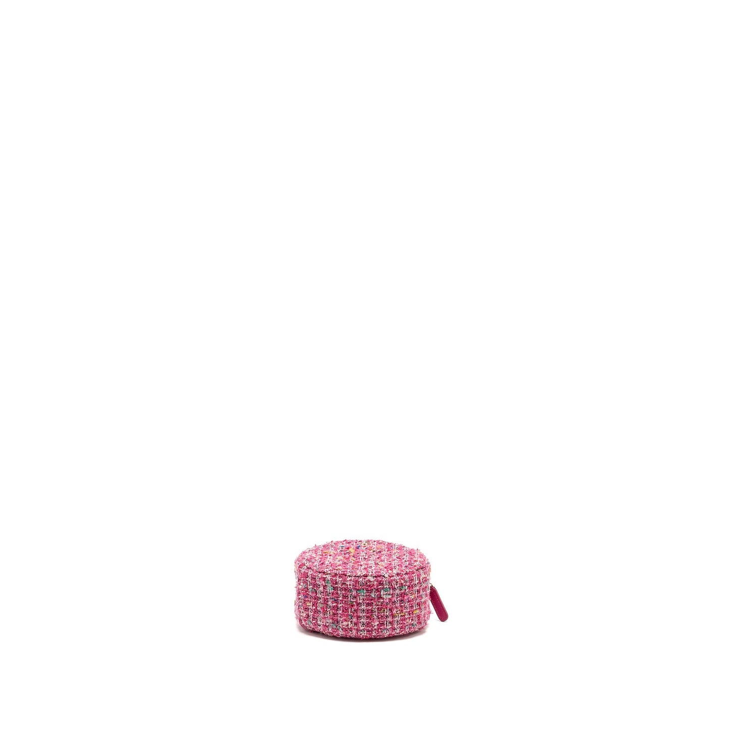 Chanel Round Clutch with Chain Tweed Pink/Multicolour L