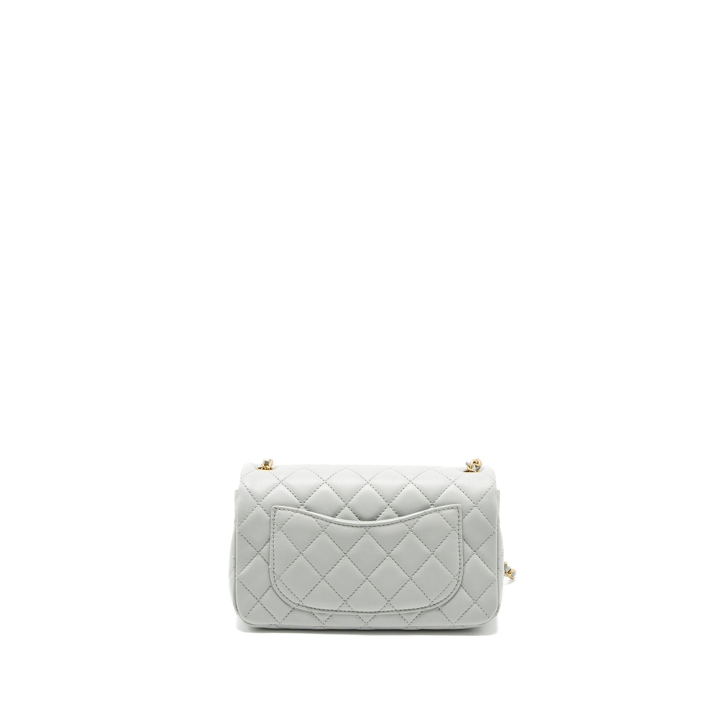 Chanel Pearl Crush Mini Rectangular Lambskin Light Grey Brushed  (Microchip)