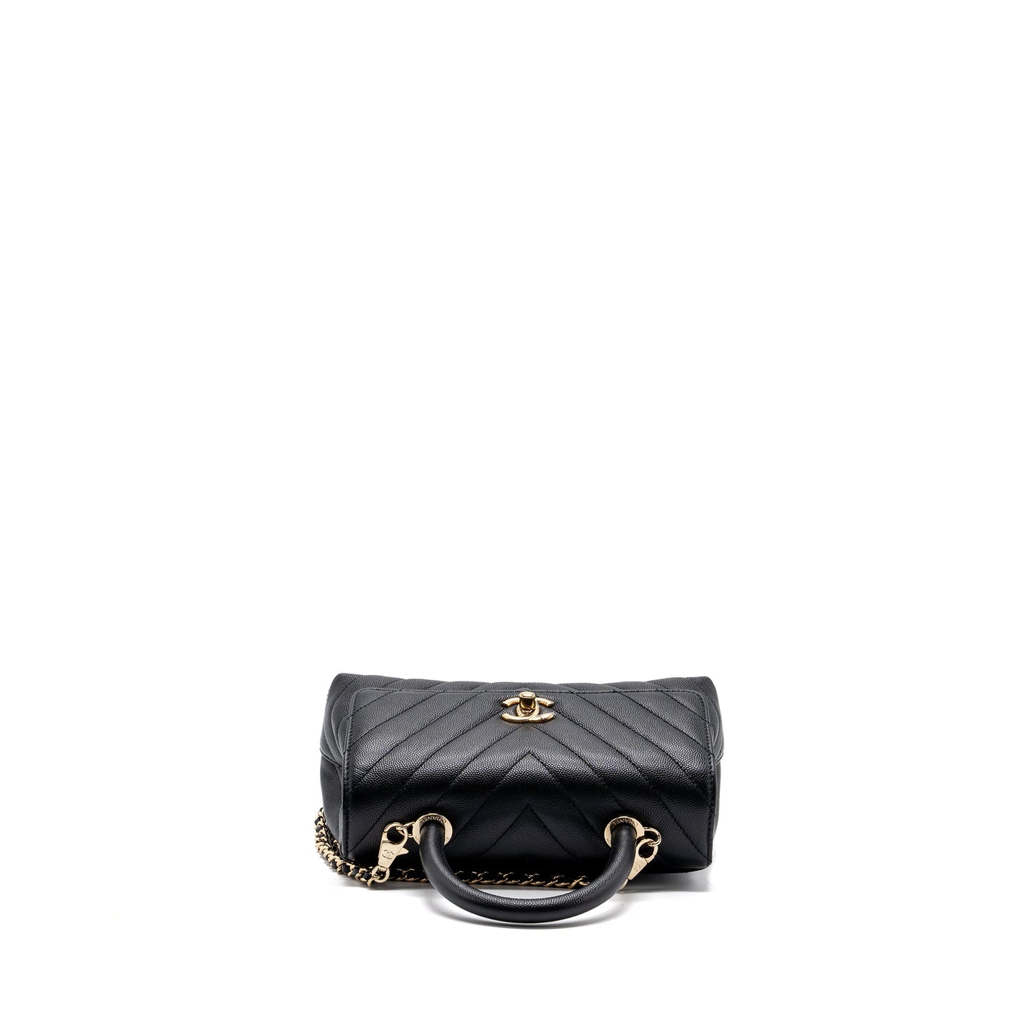 Chanel Small Coco Handle Chevron Caviar Black L