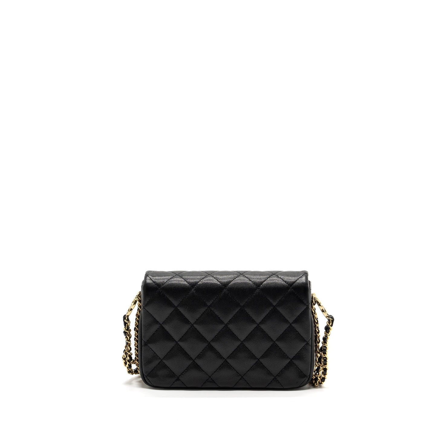 Chanel Quilted Flap Bag with Double and CC Logo Chain Caviar Black  (Microchip)
