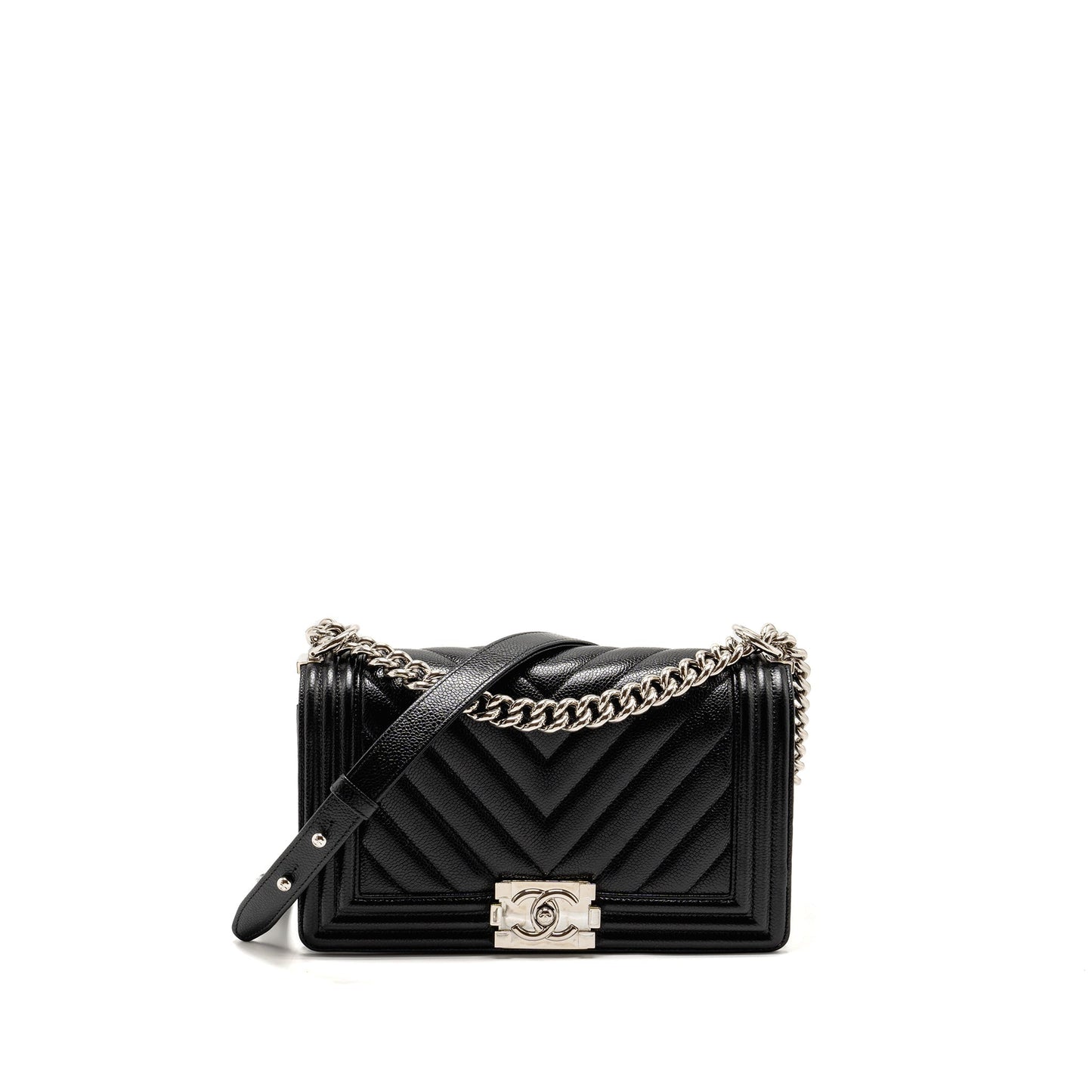 Chanel Chevron Medium Boy Bag caviar black