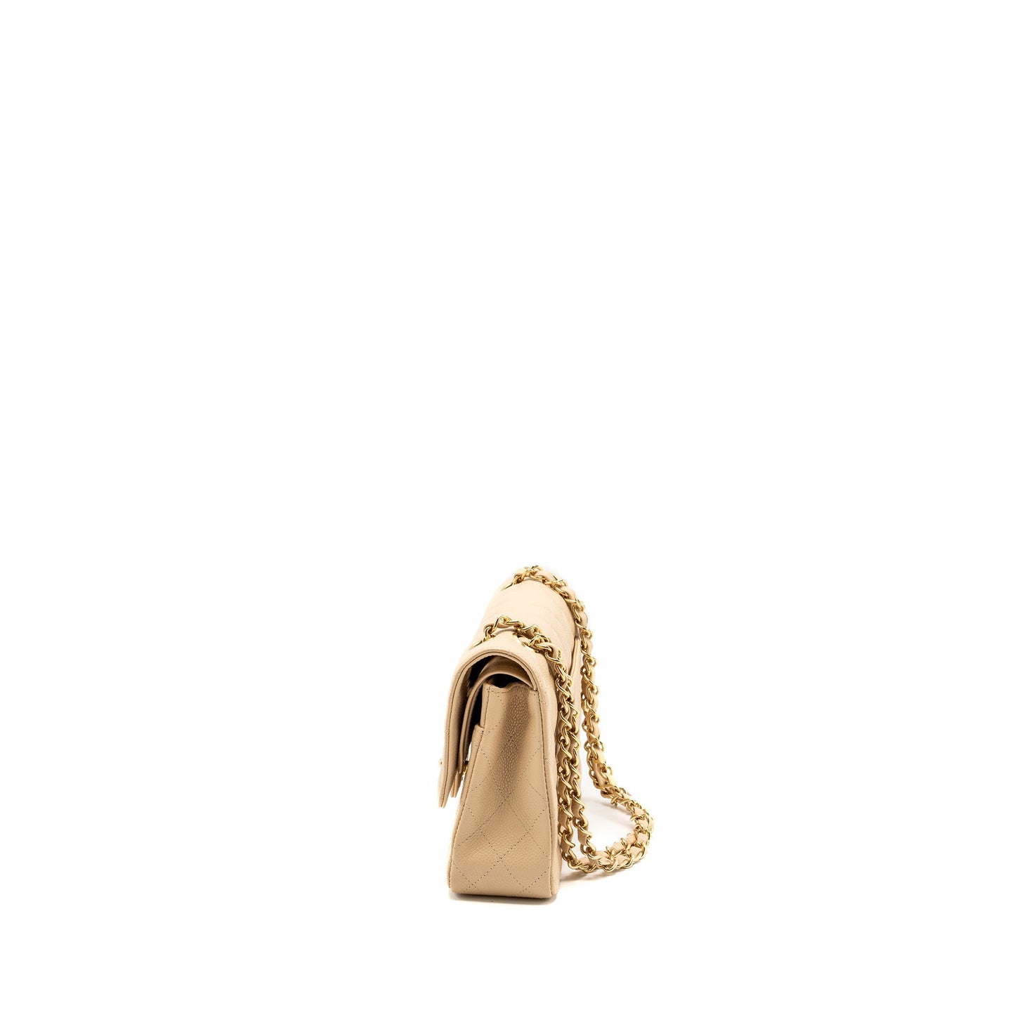 Chanel medium classic double flap bag caviar beige