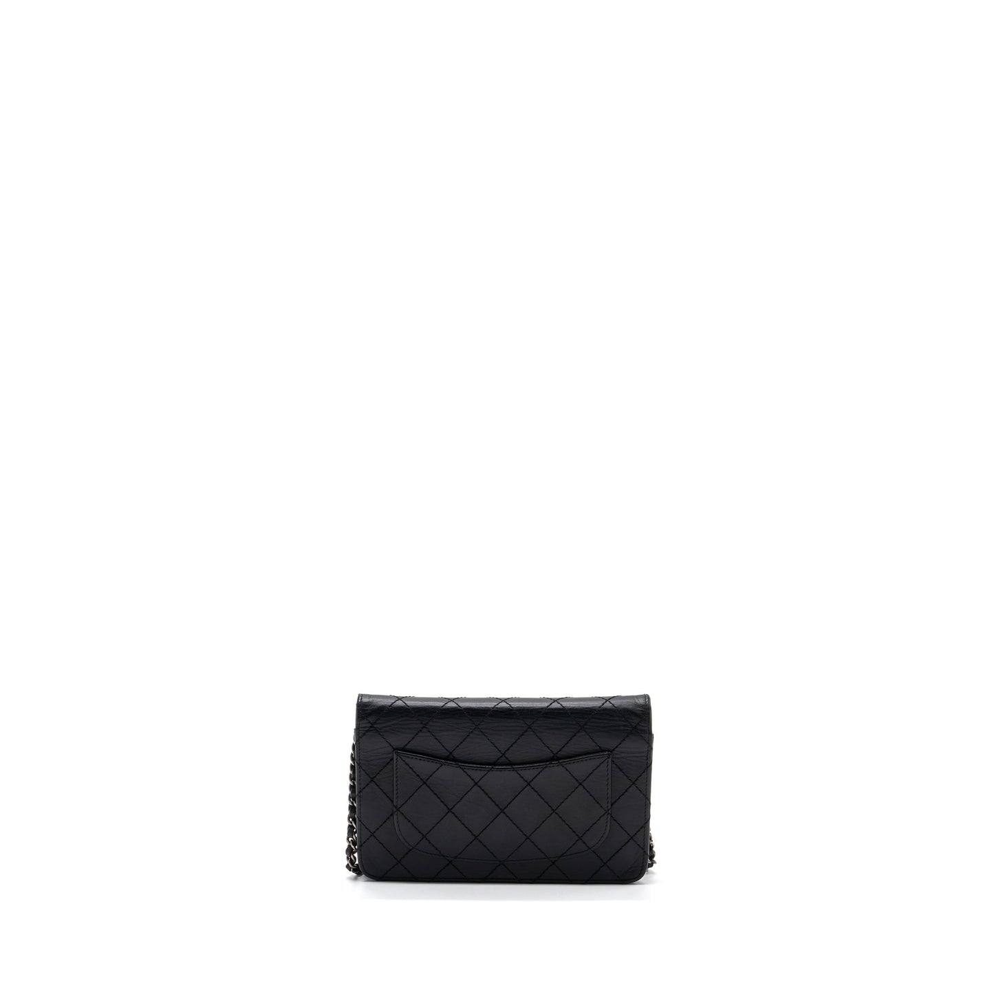 Chanel 2.55 Wallet On Chain Aged Calfskin Black Ruthenium