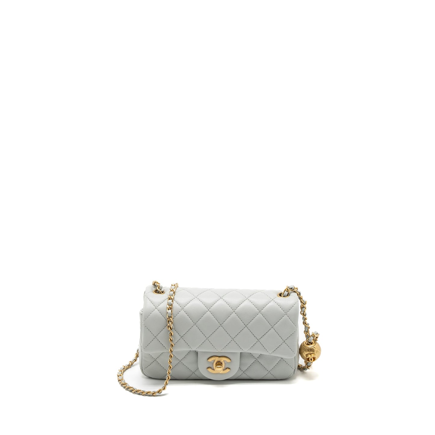 Chanel Pearl Crush Mini Rectangular Lambskin Light Grey Brushed  (Microchip)
