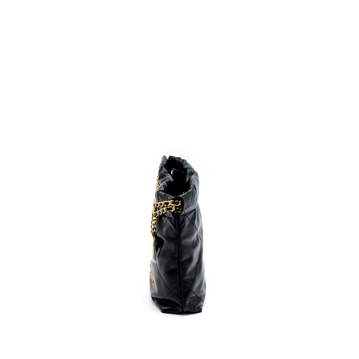 Chanel 23s Mini 22 Bag Shiny Calfskin Black Brushed  (Microchip)