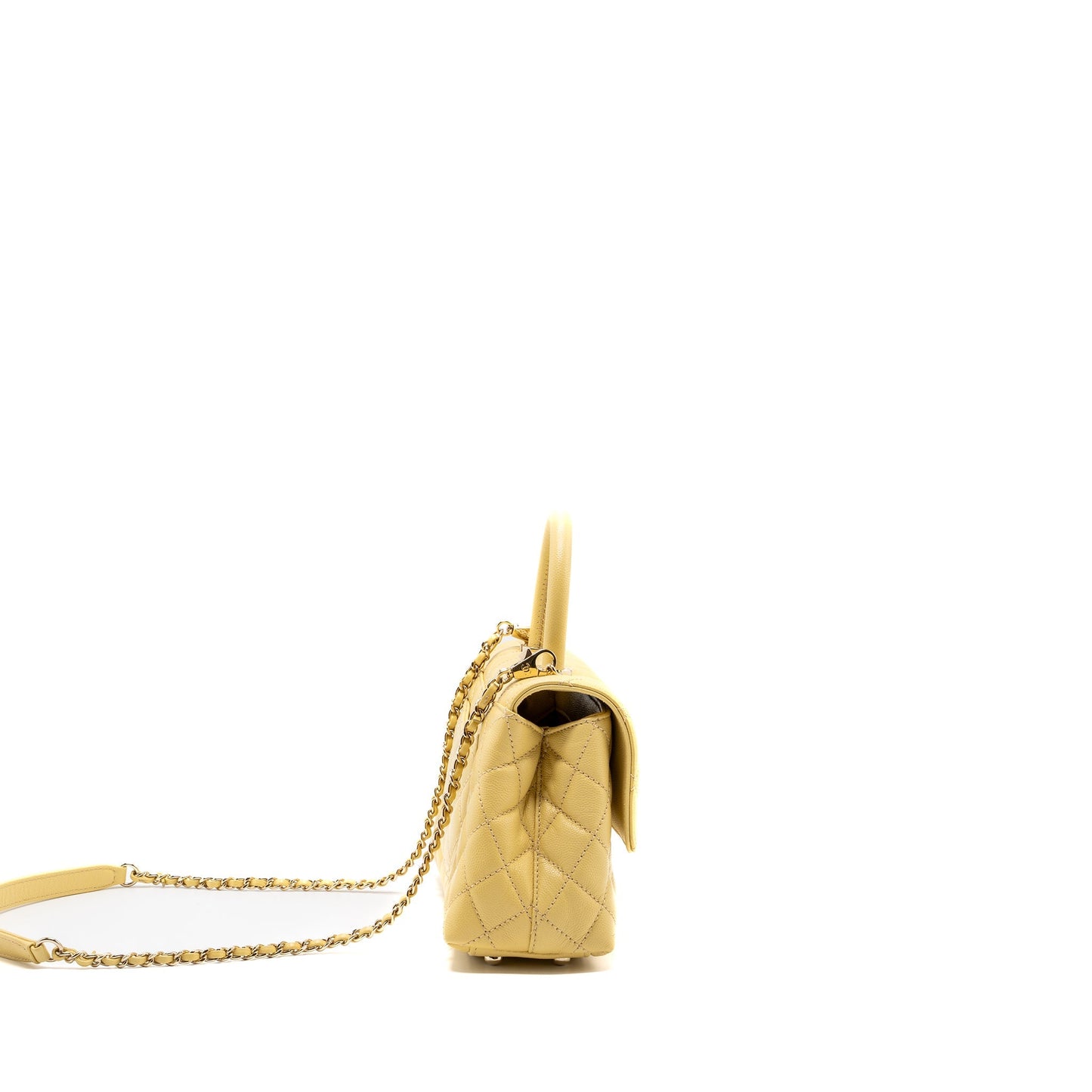Chanel small coco handle caviar 22P light yellow L (microchip)