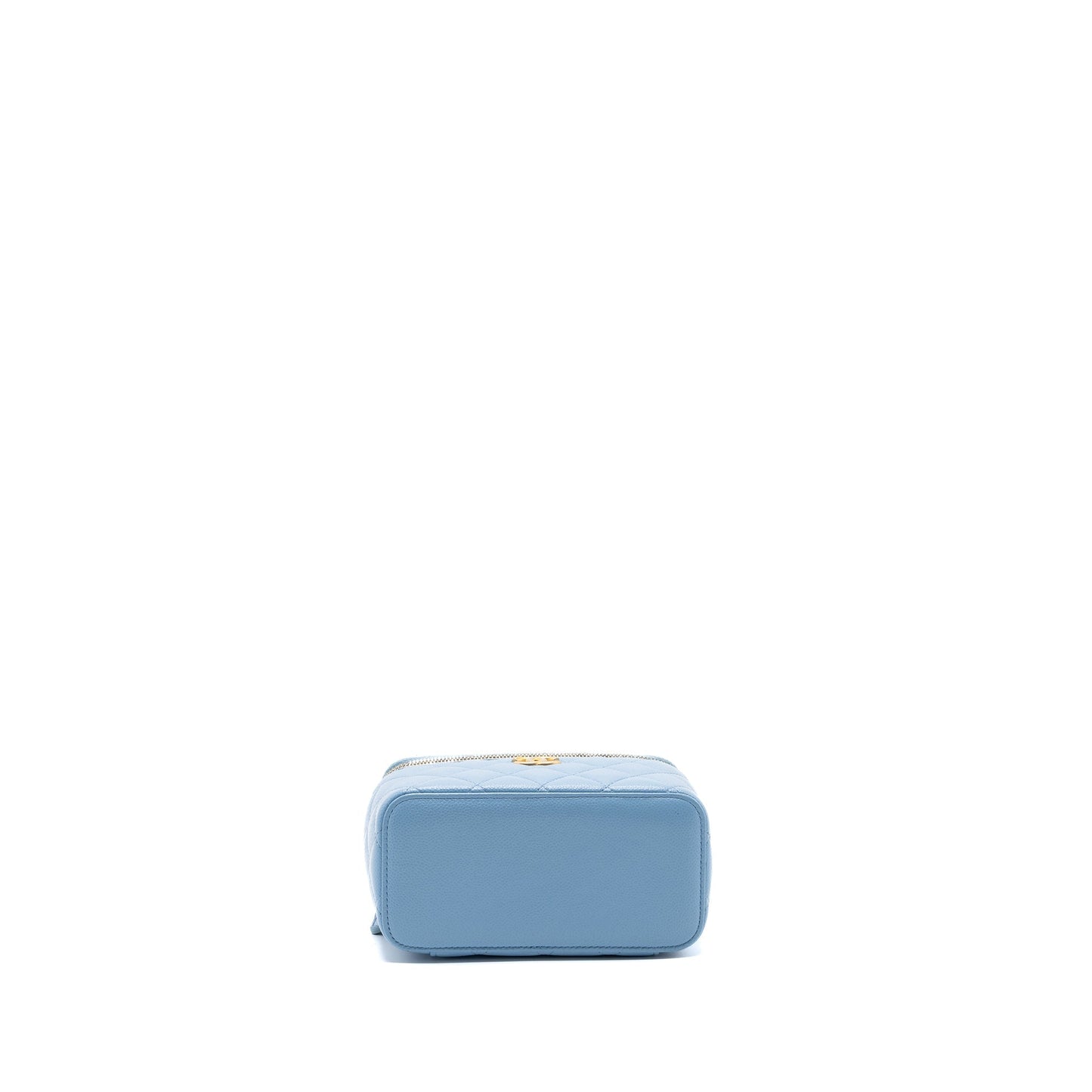 Chanel detailed top handle long vanity with chain caviar light blue
