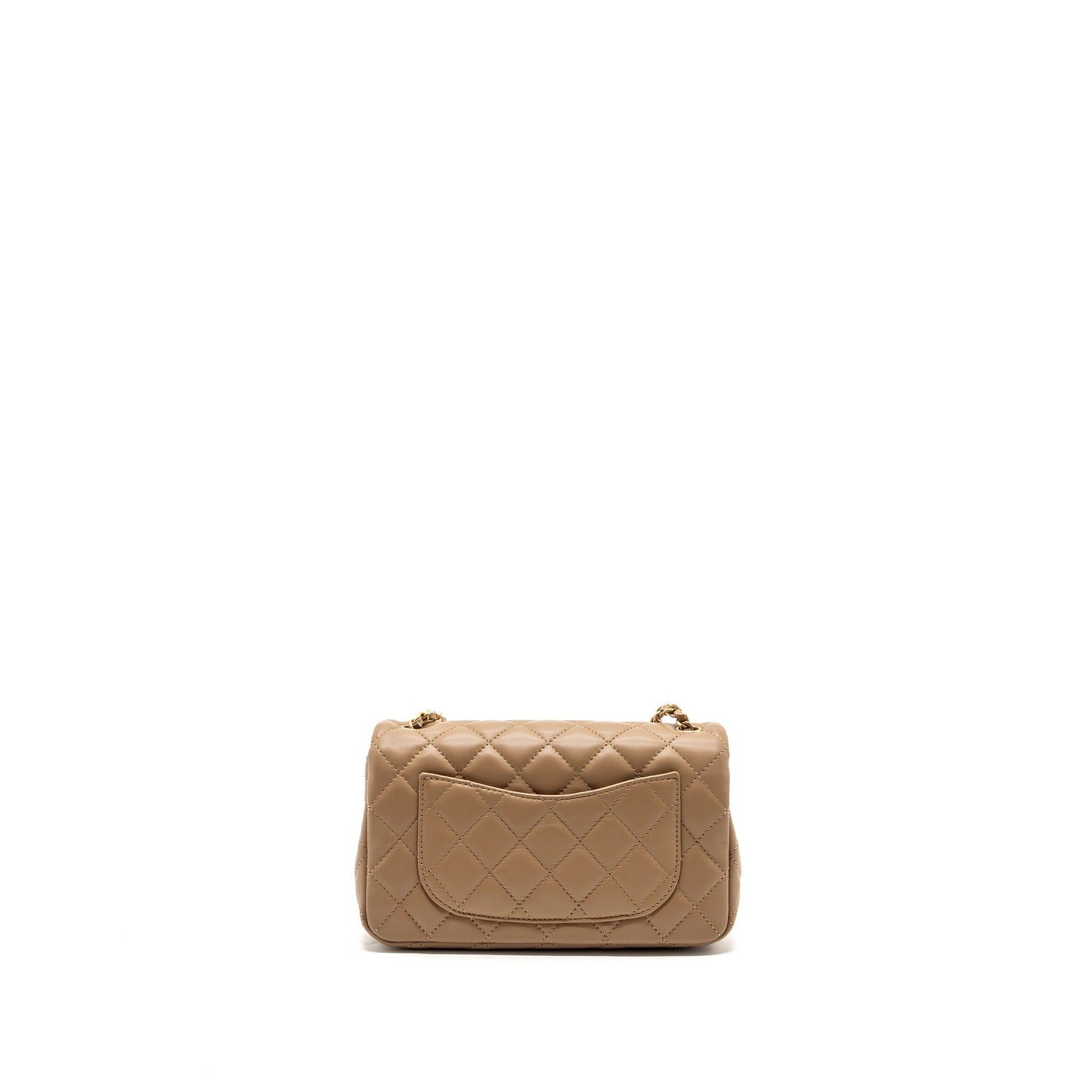 Chanel 22B pearl crush mini rectangular flap bag lambskin dark Beige  (Microchip)