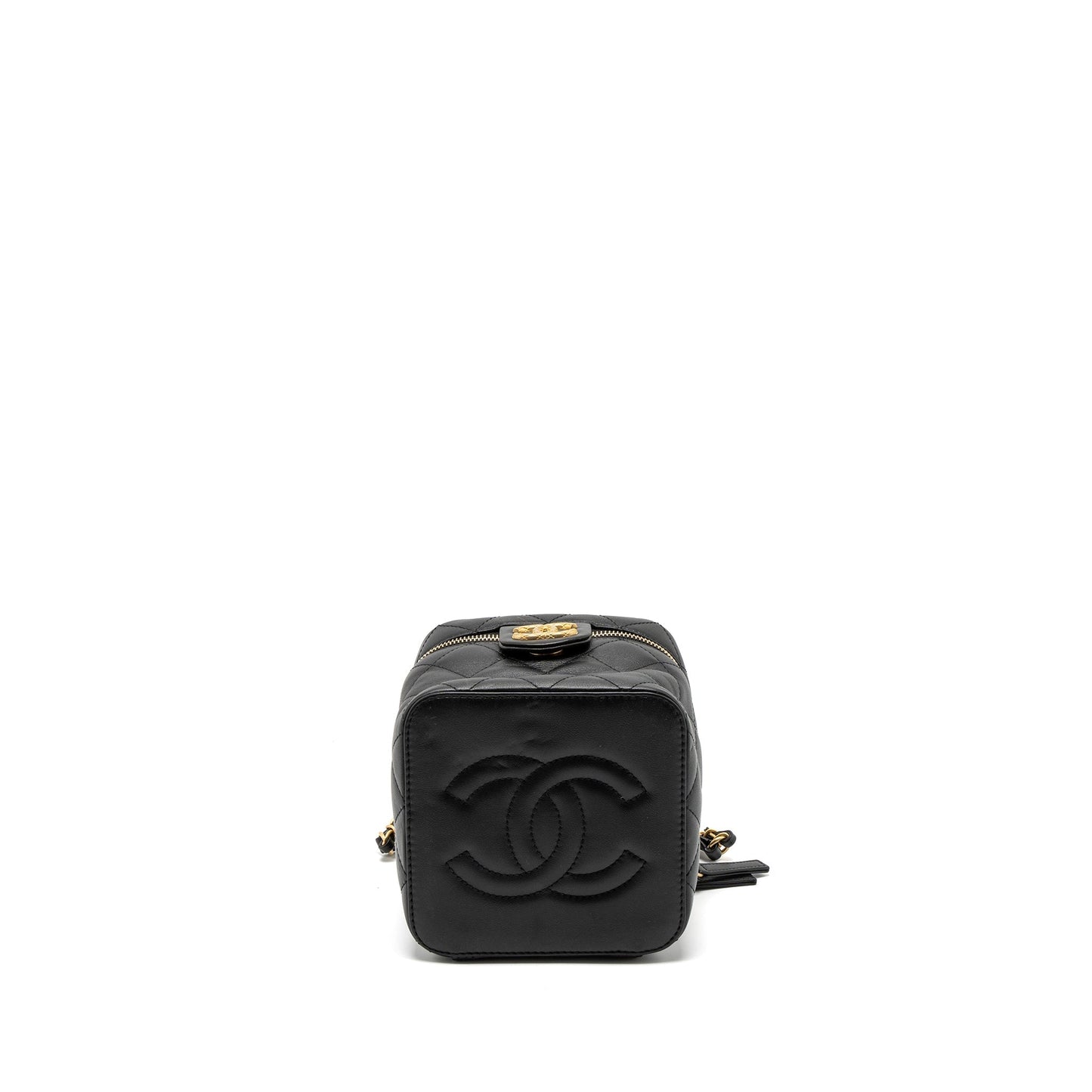 Chanel Top Handle Vanity Crossbody Bag Calfskin Black Brushed  (Microchip)