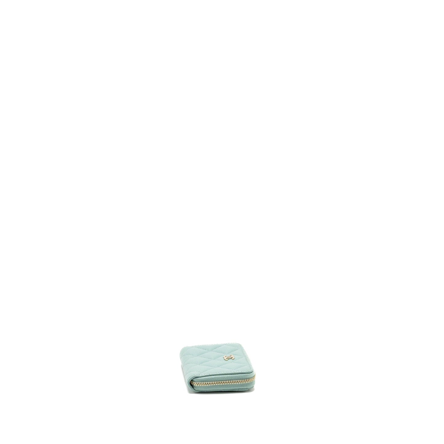Chanel Zip Card Holder Caviar Light Green L