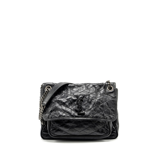 Saint Laurent/ Medium Niki Purse Shiny Calfskin Black