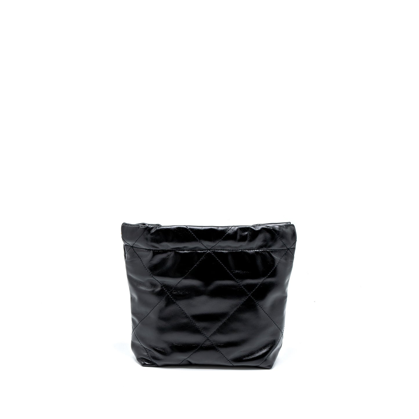 Chanel 23s Mini 22 Bag Shiny Calfskin Black Brushed  (Microchip)
