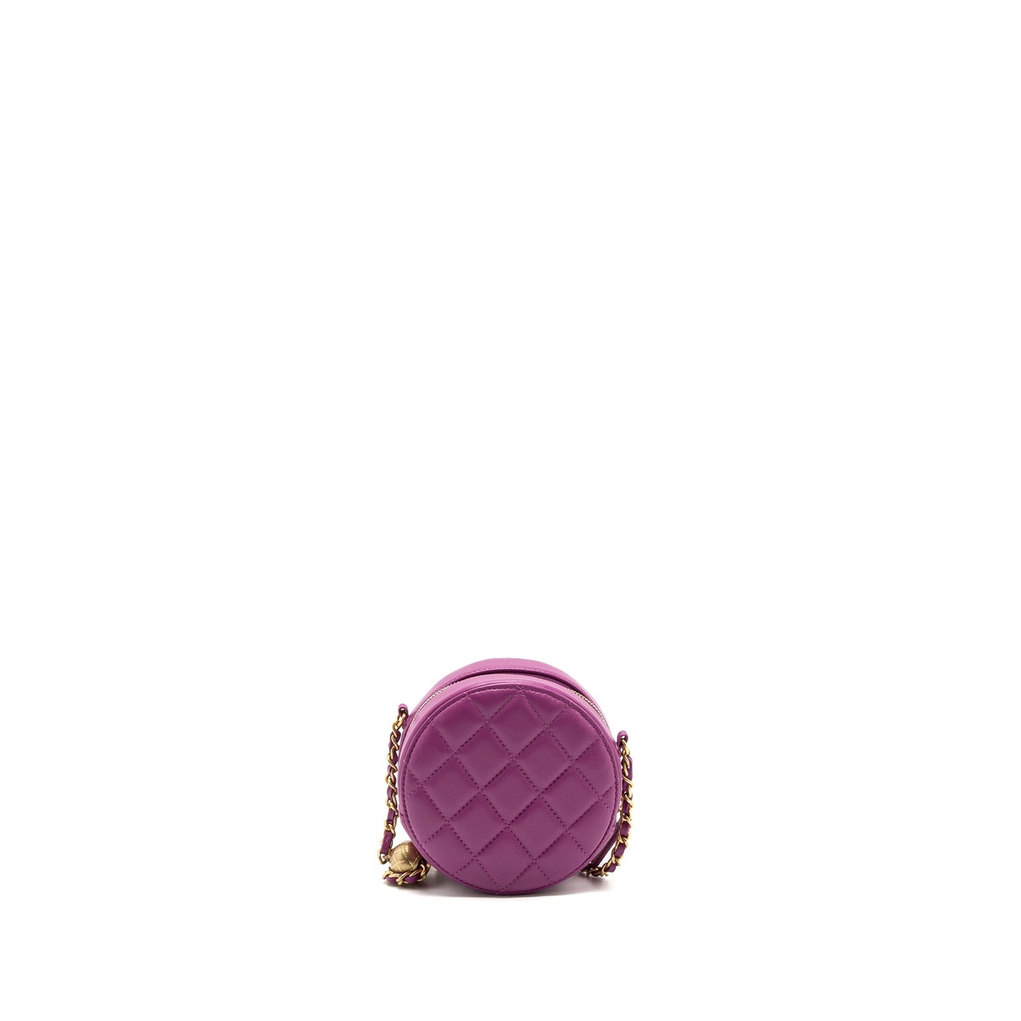 Chanel pearl crush mini round clutch with chain Lambskin purple