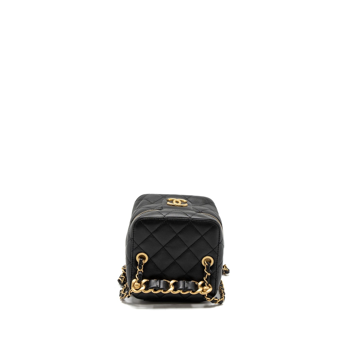 Chanel Top Handle Vanity Crossbody Bag Calfskin Black Brushed  (Microchip)