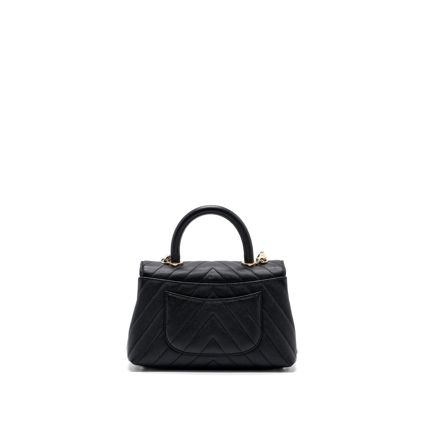 Chanel Small Coco Handle Chevron Caviar Black L