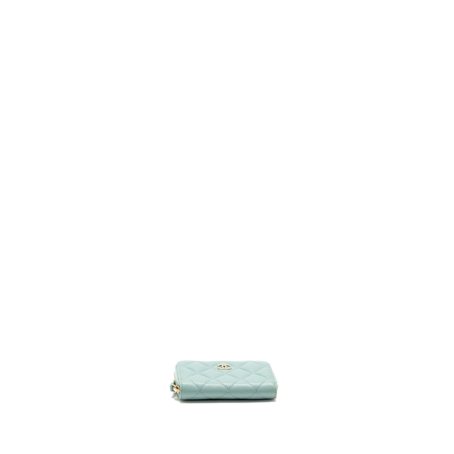 Chanel Zip Card Holder Caviar Light Green L