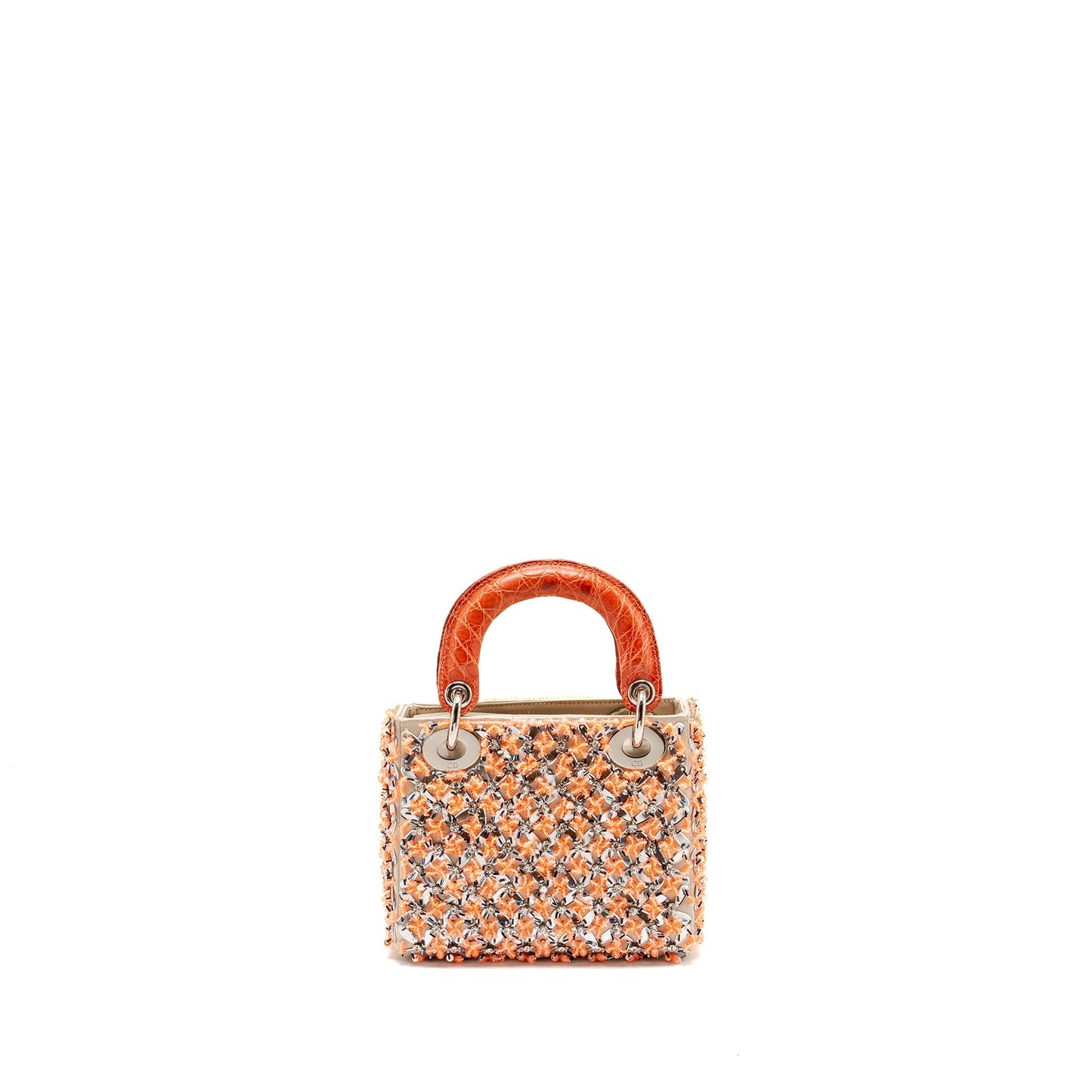 Dior Mini Lady Dior limited edition velvet / alligator / sequin light pink