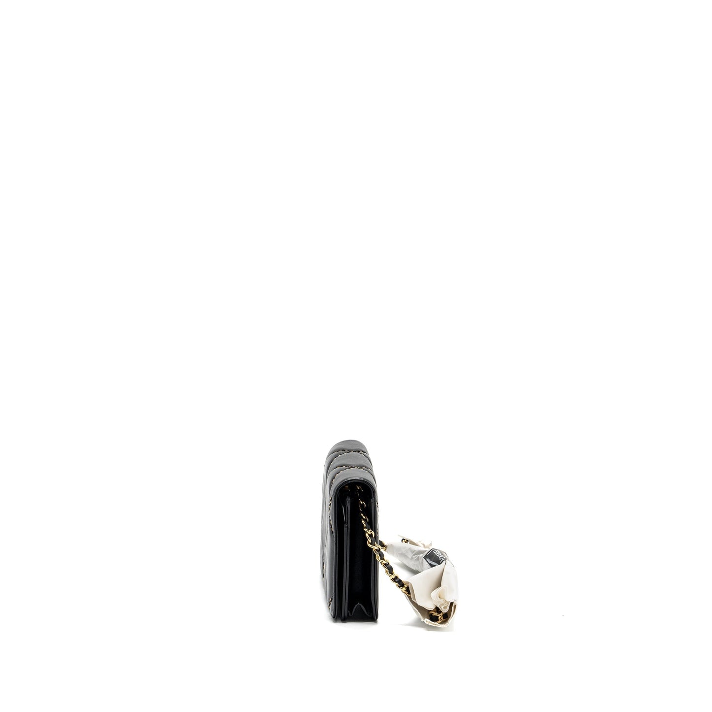 Chanel Quilted Wallet on Chain Shiny Calfskin Black  (Microchip)