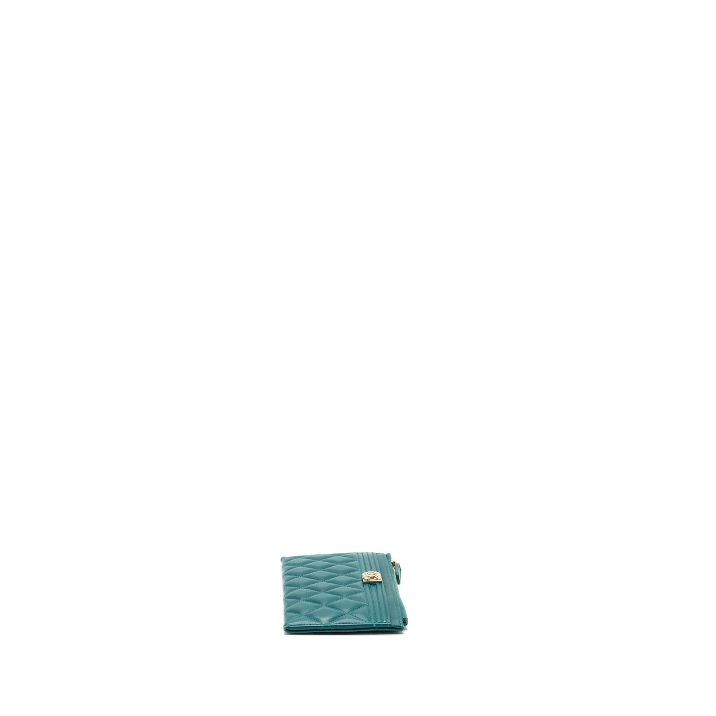 Chanel boy zip pouch lambskin green L